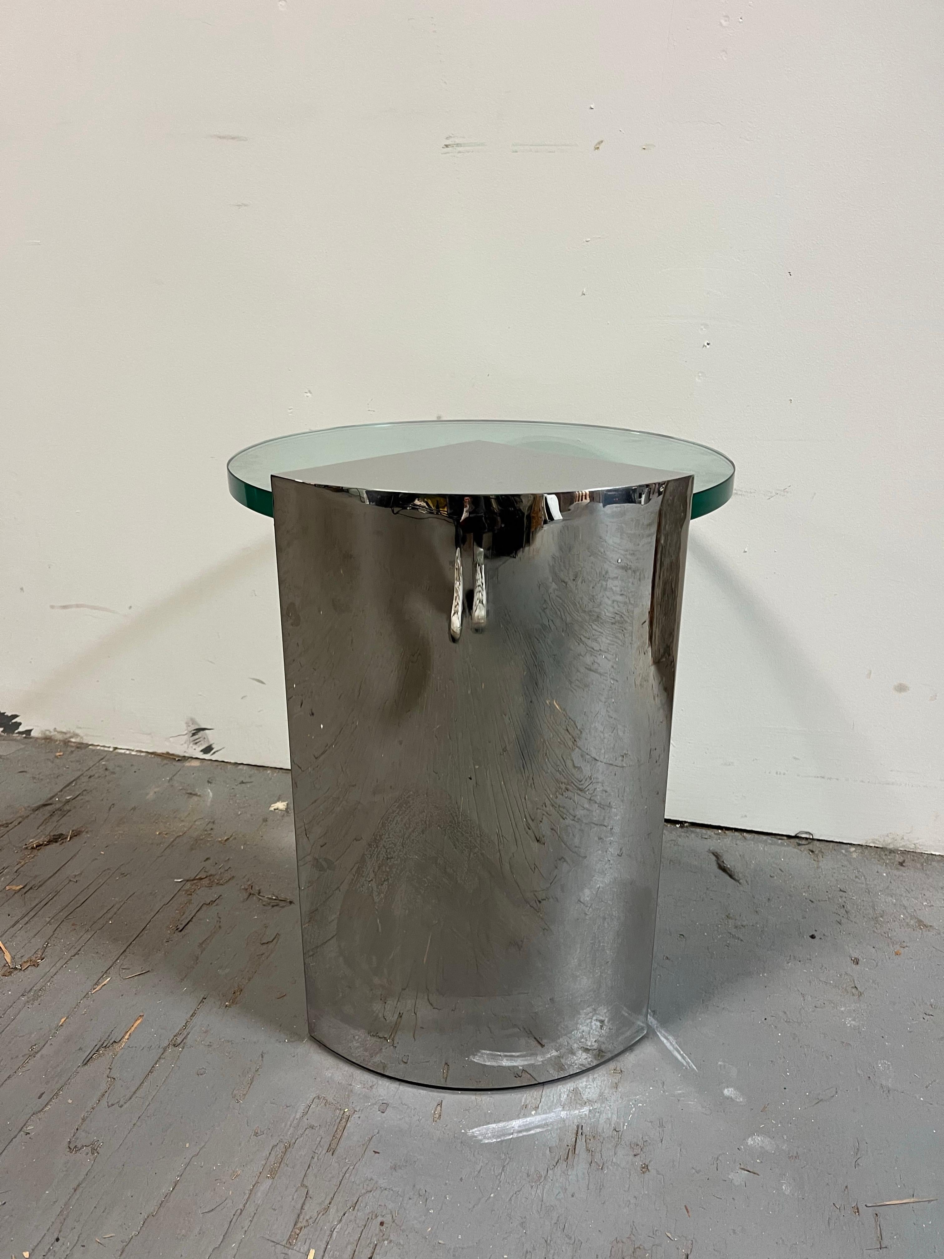 Vintage Pace Collection Chrome Glass Side Table 1