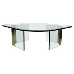 Vintage Pace Collection Waterfall Scalloped Brass and Glass Coffee Table