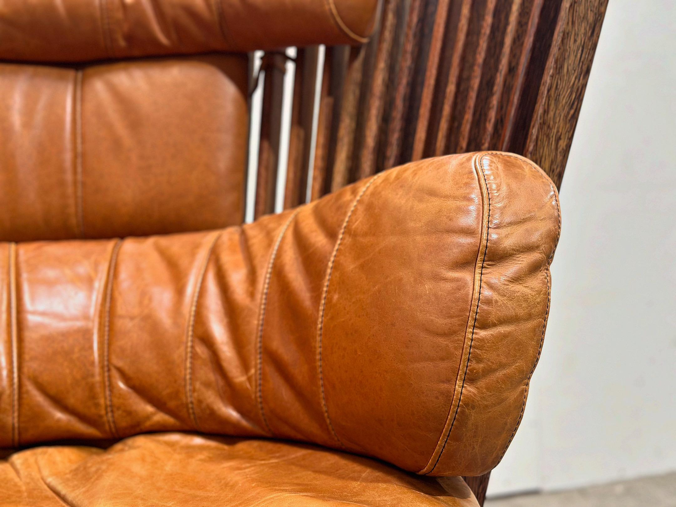 Vintage Pacific Green Tavarua Lounge Chair - Cognac Leather - Swivel Throne 2