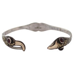 Vintage Pacific Northwest Alaskan Garnet, Gold Nugget, 10k Gold & S.S. Bracelet