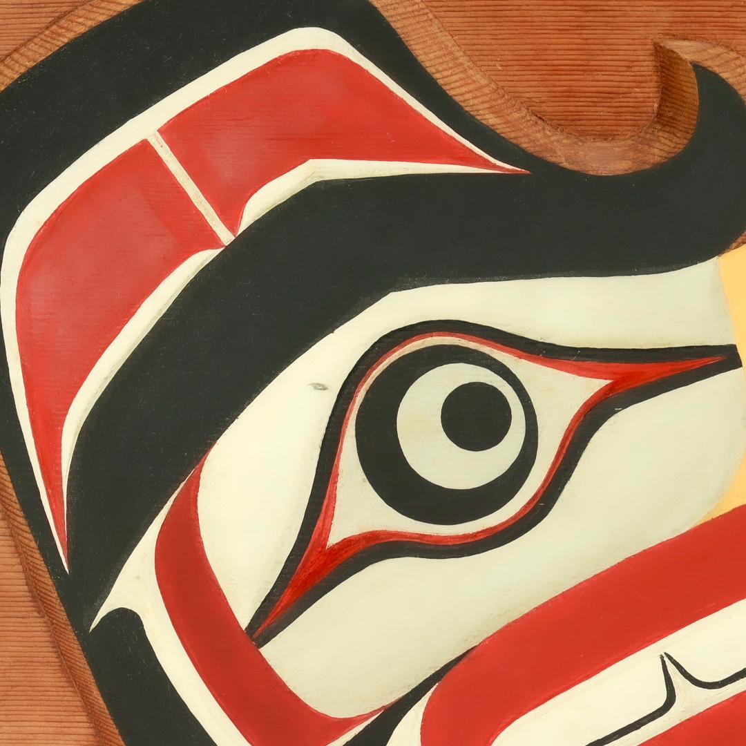 Vintage Pacific Northwest Coast Native Wooden Hawk Carving by William Wasden Jr For Sale 3