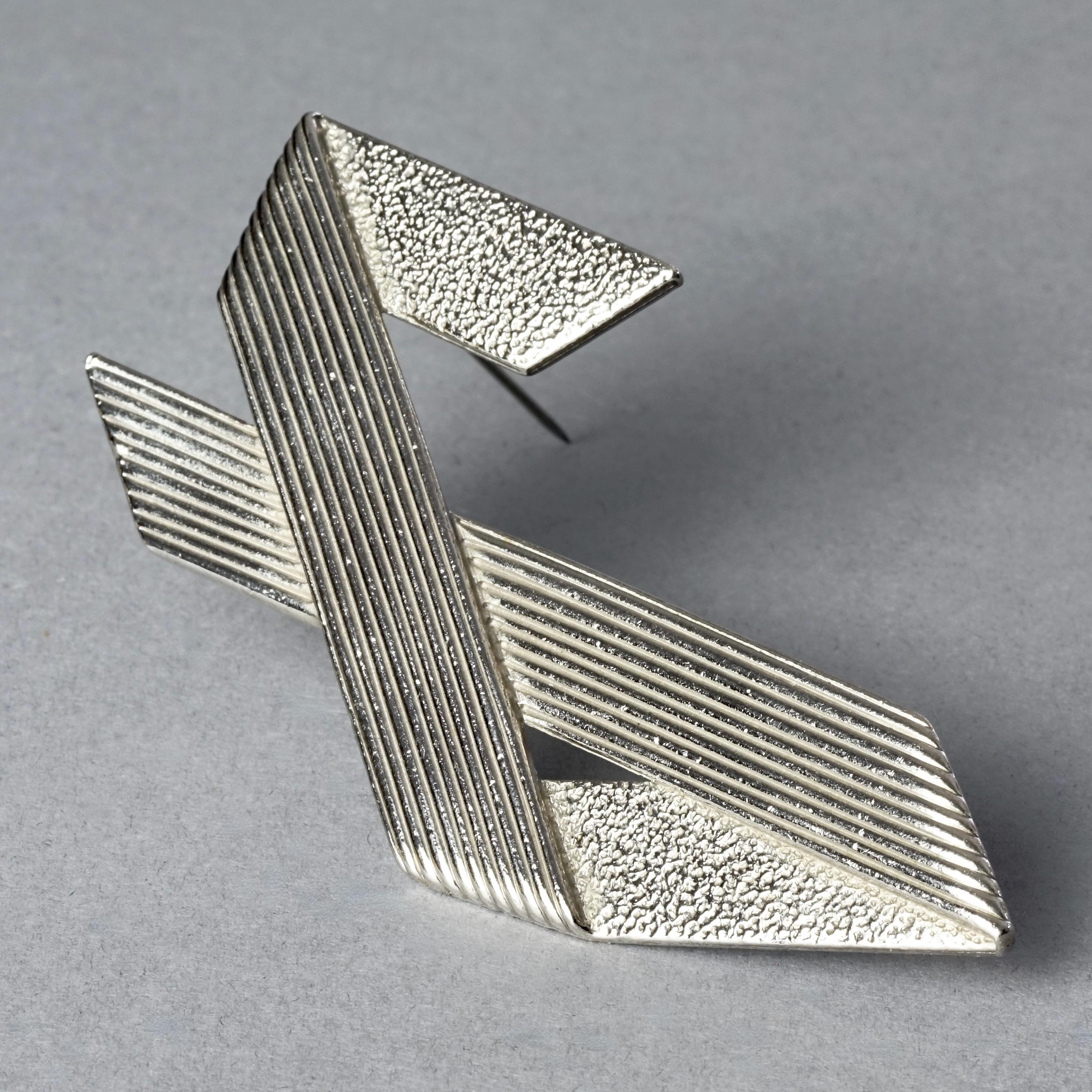 Women's Vintage PACO RABANNE Abstract Silver Brooch For Sale