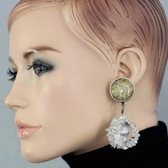 Vintage PACO RABANNE Pendientes colgantes de cristal de roca de bambú