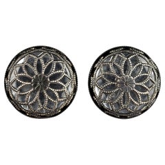 Vintage PACO RABANNE Cutout Flower Mirror Disc Earrings