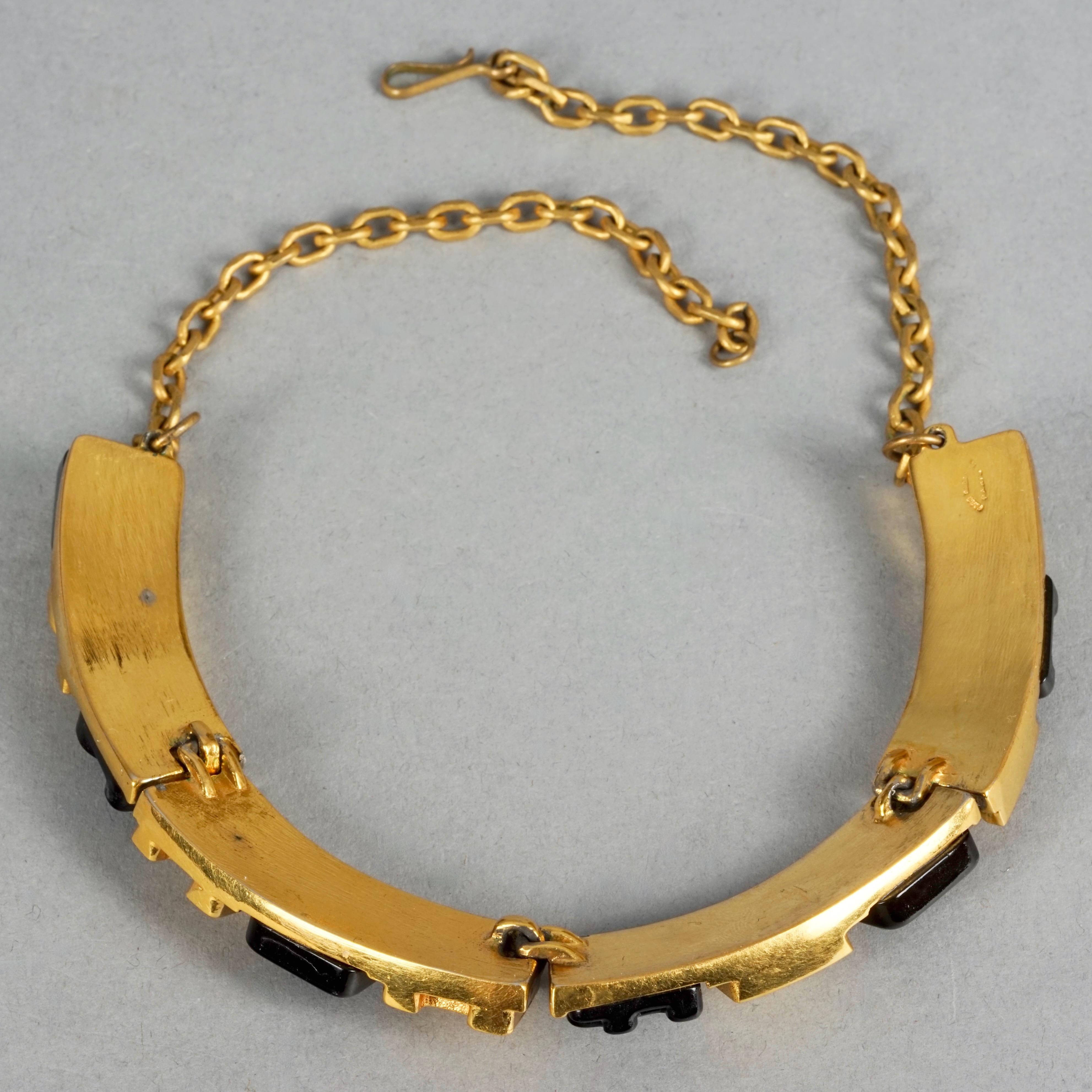 Vintage PACO RABANNE Gold Black Cube Letter Necklace For Sale 7