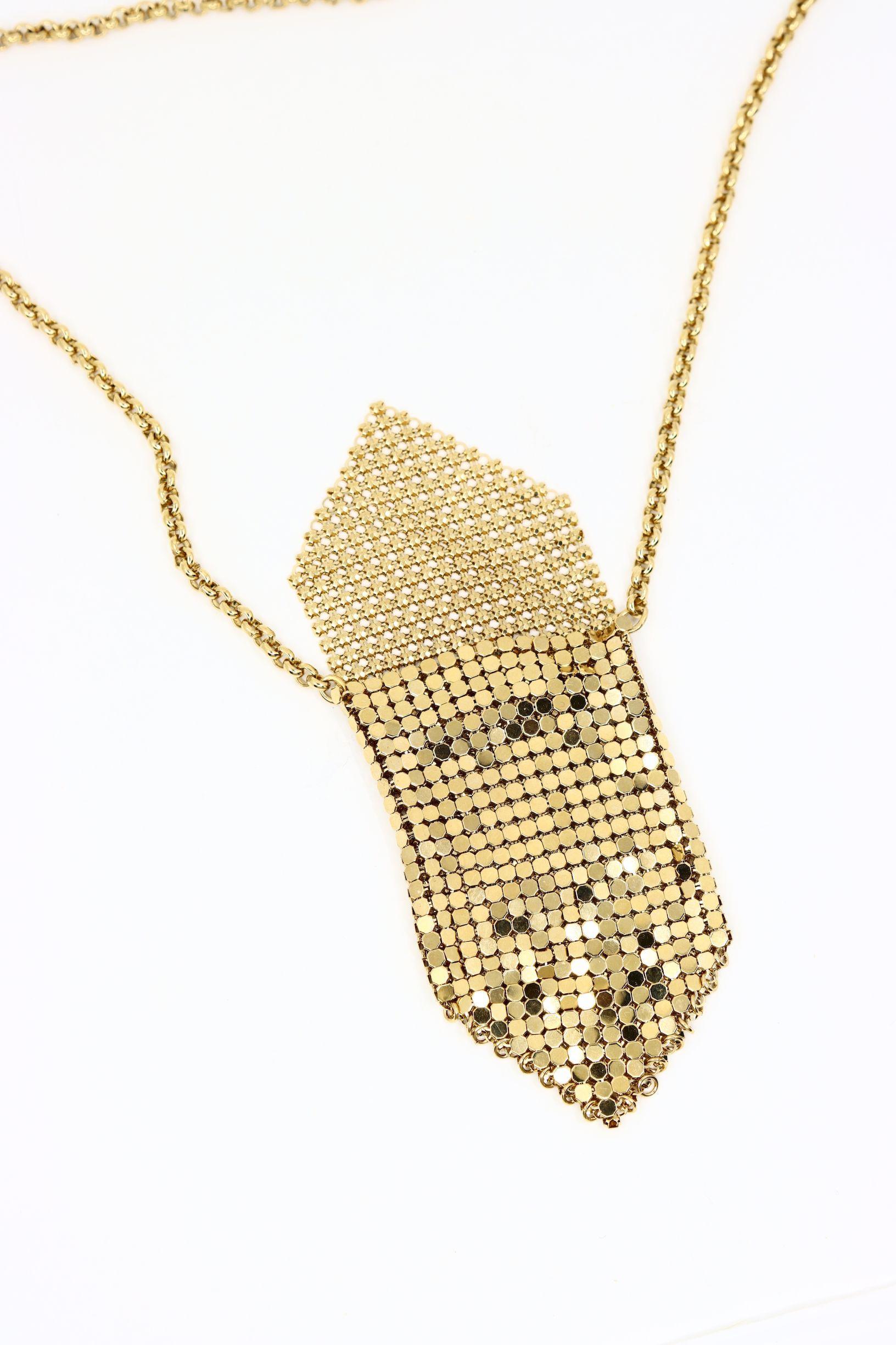 Vintage Paco Rabanne Gold Tone Chainmail Mini Handtasche Halskette Damen im Angebot