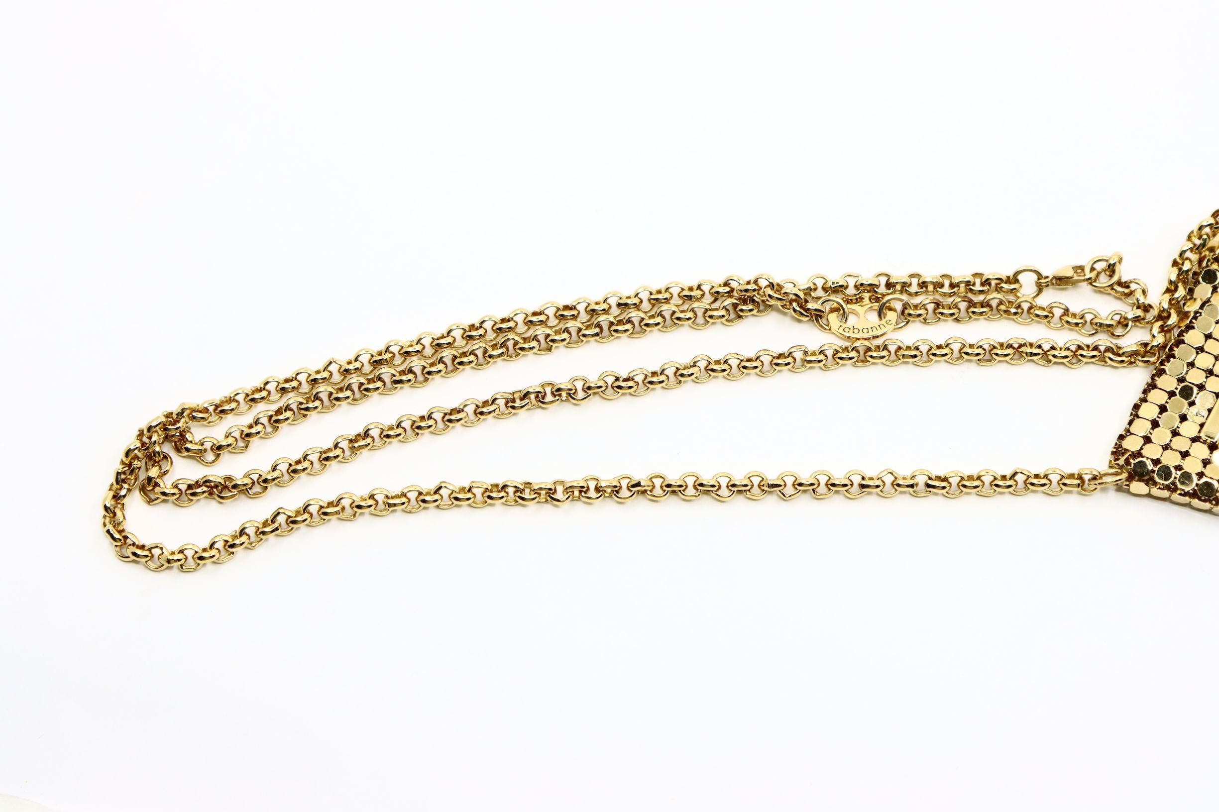 Vintage Paco Rabanne Gold Tone Chainmail Mini Handtasche Halskette im Angebot 3