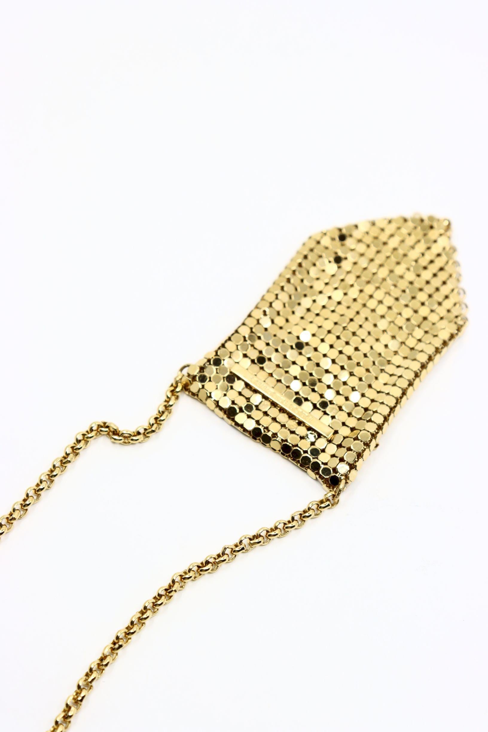 Vintage Paco Rabanne Gold Tone Chainmail Mini Handtasche Halskette im Angebot 5