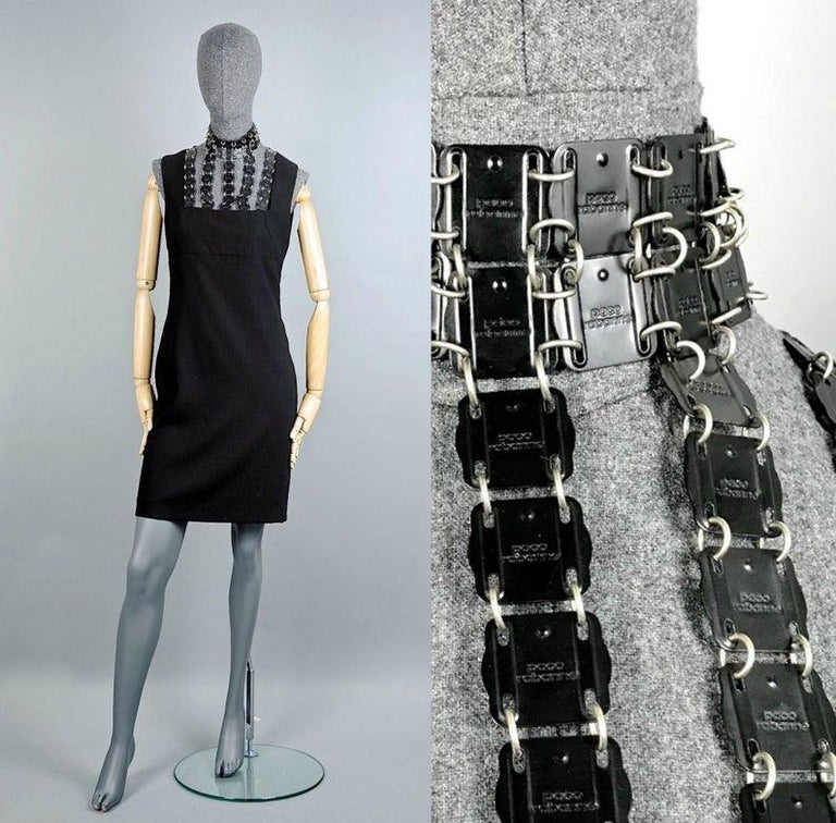 Vintage PACO RABANNE Logo Chainmail Metal Harness Dress

Measurements taken laid flat, please double bust, waist and hips:
Shoulder: 13.18 inches (33.5 cm)
Bust: 17.12 inches (43.5 cm)
Waist: 15.35 inches (39 cm)
Hips: 17.71 inches (45 cm)
Length: