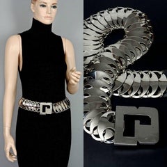 Vintage PACO RABANNE Logo Metal Disc Space Age Belt