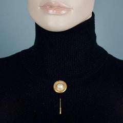 Vintage PACO RABANNE Logo Pearl Stick Pin Brooch