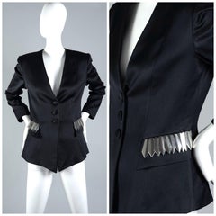 Vintage PACO RABANNE PARIS Space Age Metal Embellish Pocket Jacket