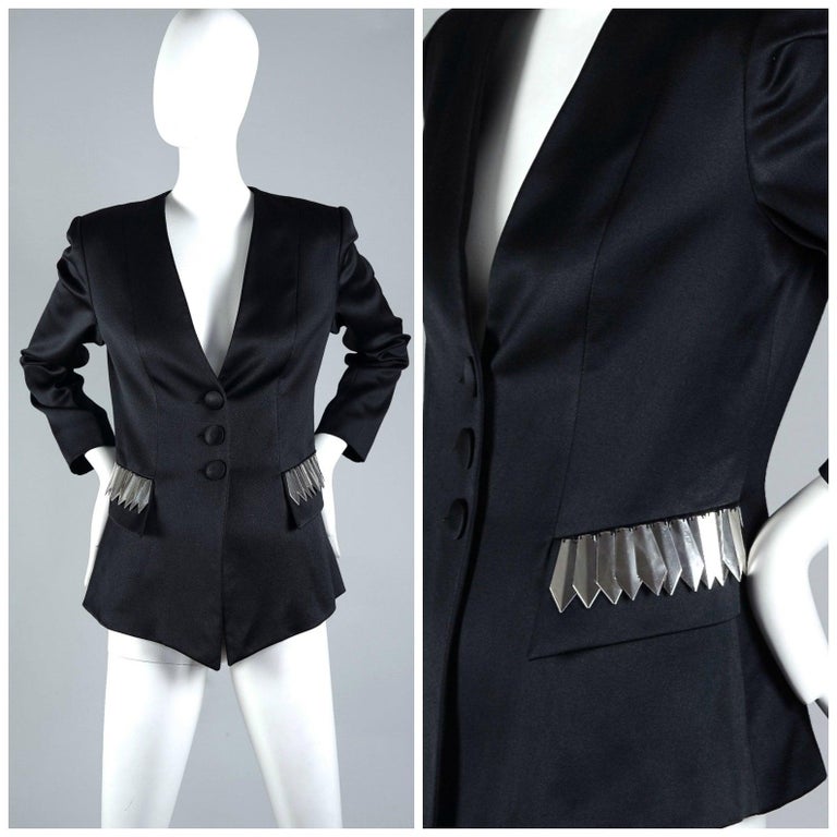 Vintage PACO RABANNE PARIS Space Age Metal Embellish Pocket Jacket 