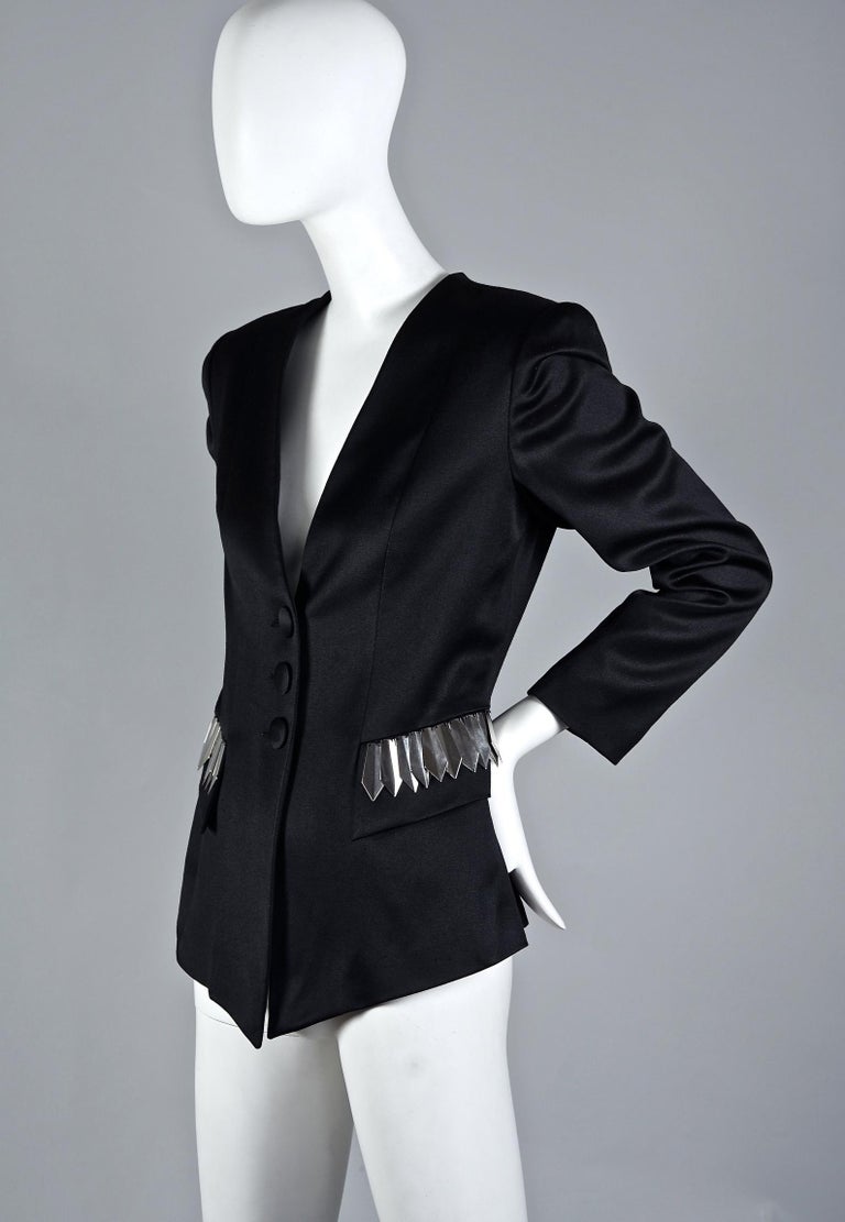 Women's Vintage PACO RABANNE PARIS Space Age Metal Embellish Pocket Jacket For Sale