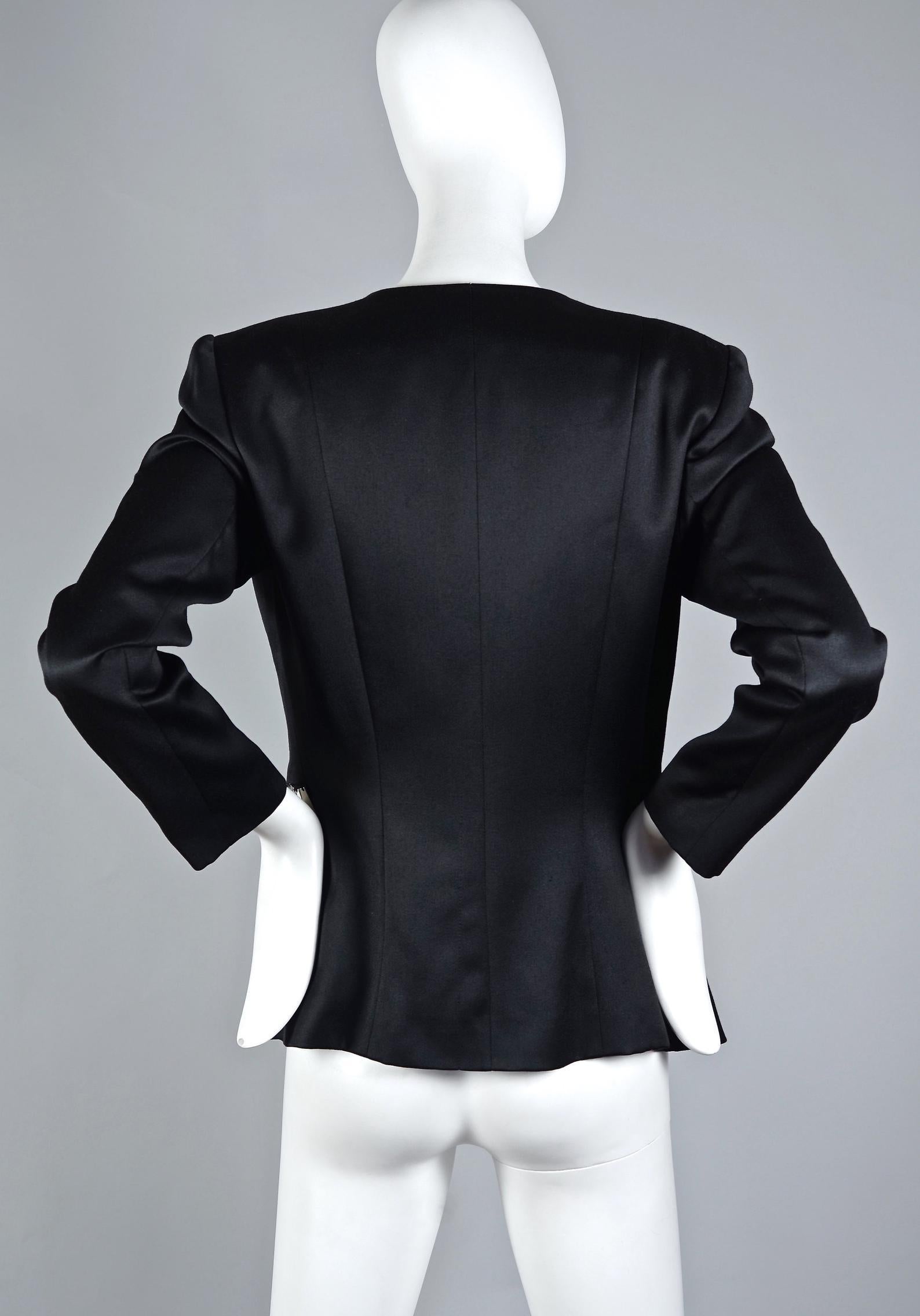 Black Vintage PACO RABANNE PARIS Space Age Metal Embellish Pocket Jacket For Sale
