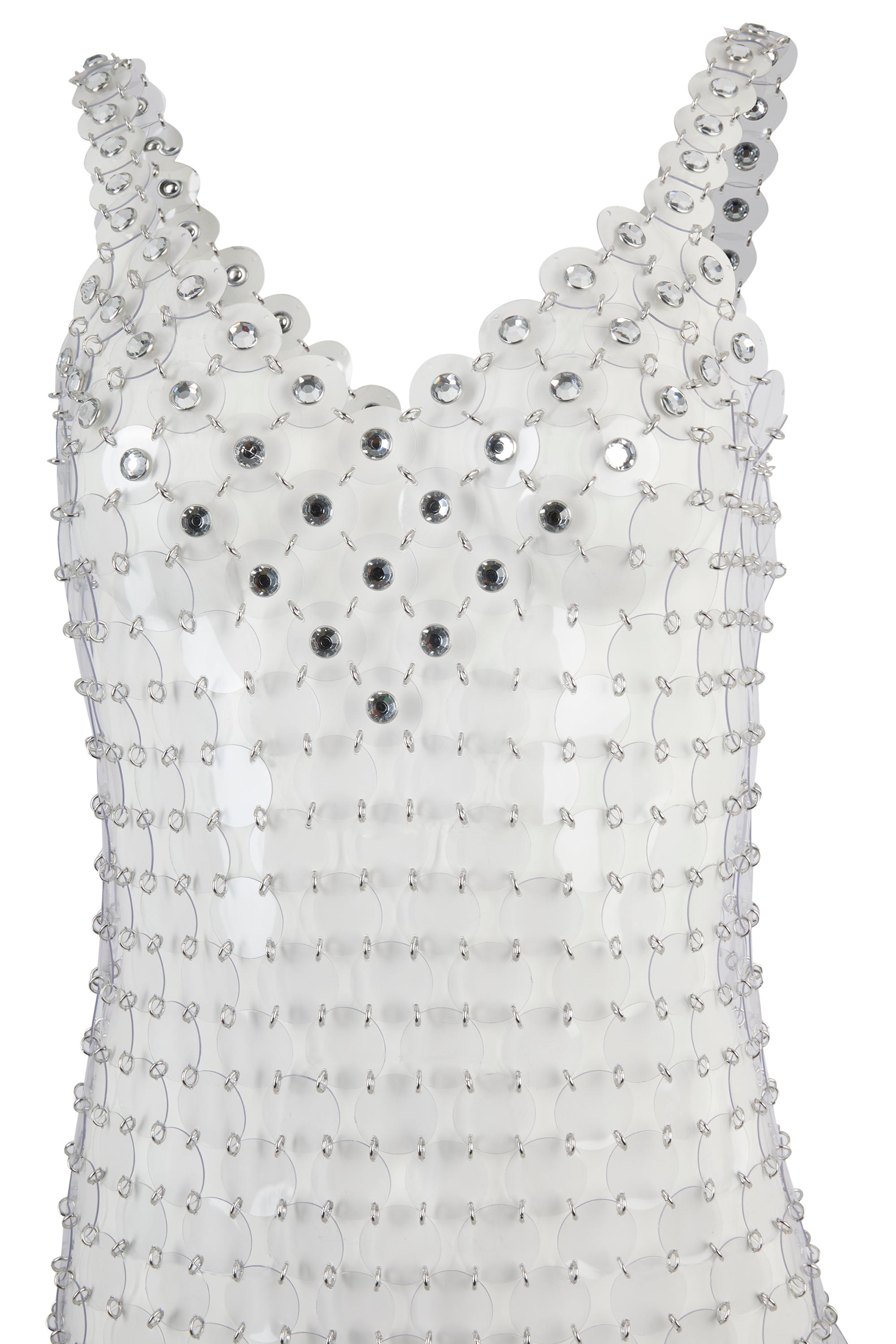 Vintage Paco Rabanne S/S 2004 Transluzentes PVC-Minikleid (Grau) im Angebot