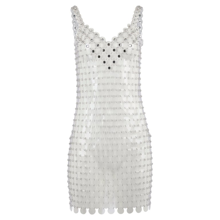 knee length dresses for ladies The iconic silver Sparkle disc dress – Rabanne main image 0