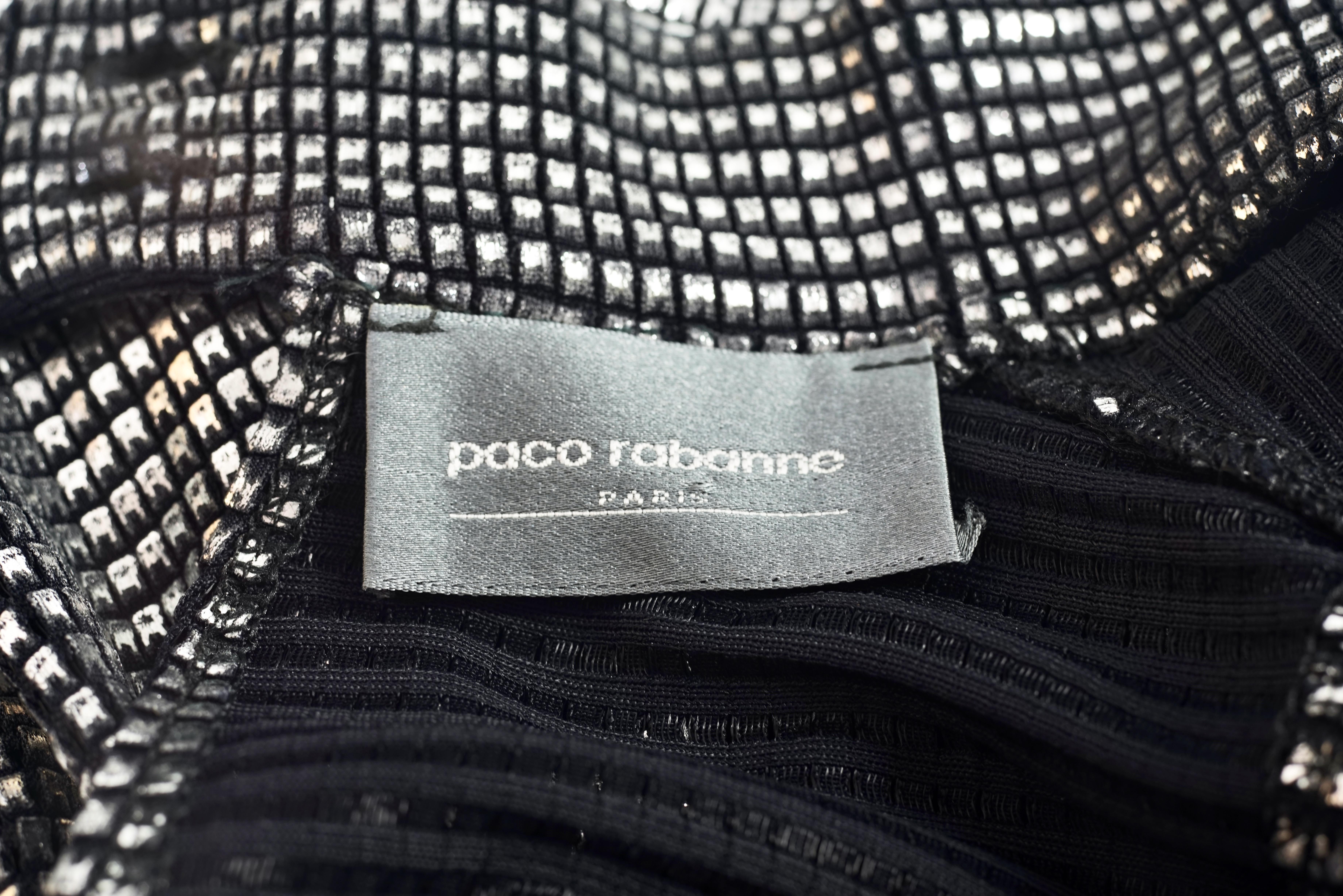 Vintage PACO RABANNE Silver Foil Mesh Sleeveless Top Blouse In Excellent Condition In Kingersheim, Alsace