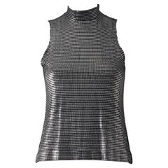Vintage PACO RABANNE Silver Foil Mesh Sleeveless Top Blouse