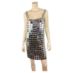 Vintage Paco Rabanne Style Space Curtain Aluminum Disc Mini Dress