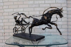 Vintage Paco Valle Horse and Rider Wireframe Brutalist Sculpture, Signed