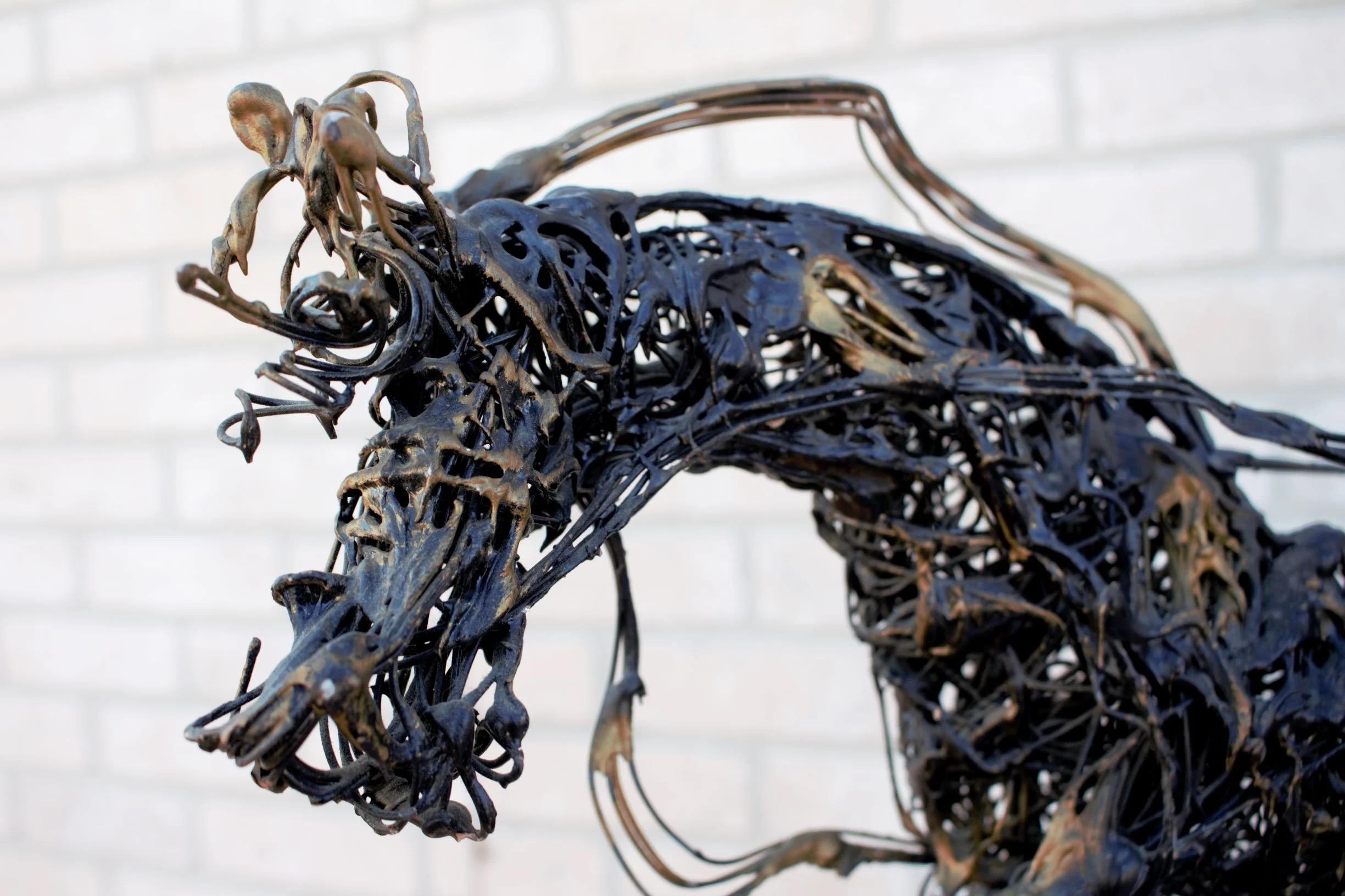 Escultura Brutalista Vintage Paco Valle Caballo y Jinete, Firmada en Bueno estado para la venta en Chicago, IL