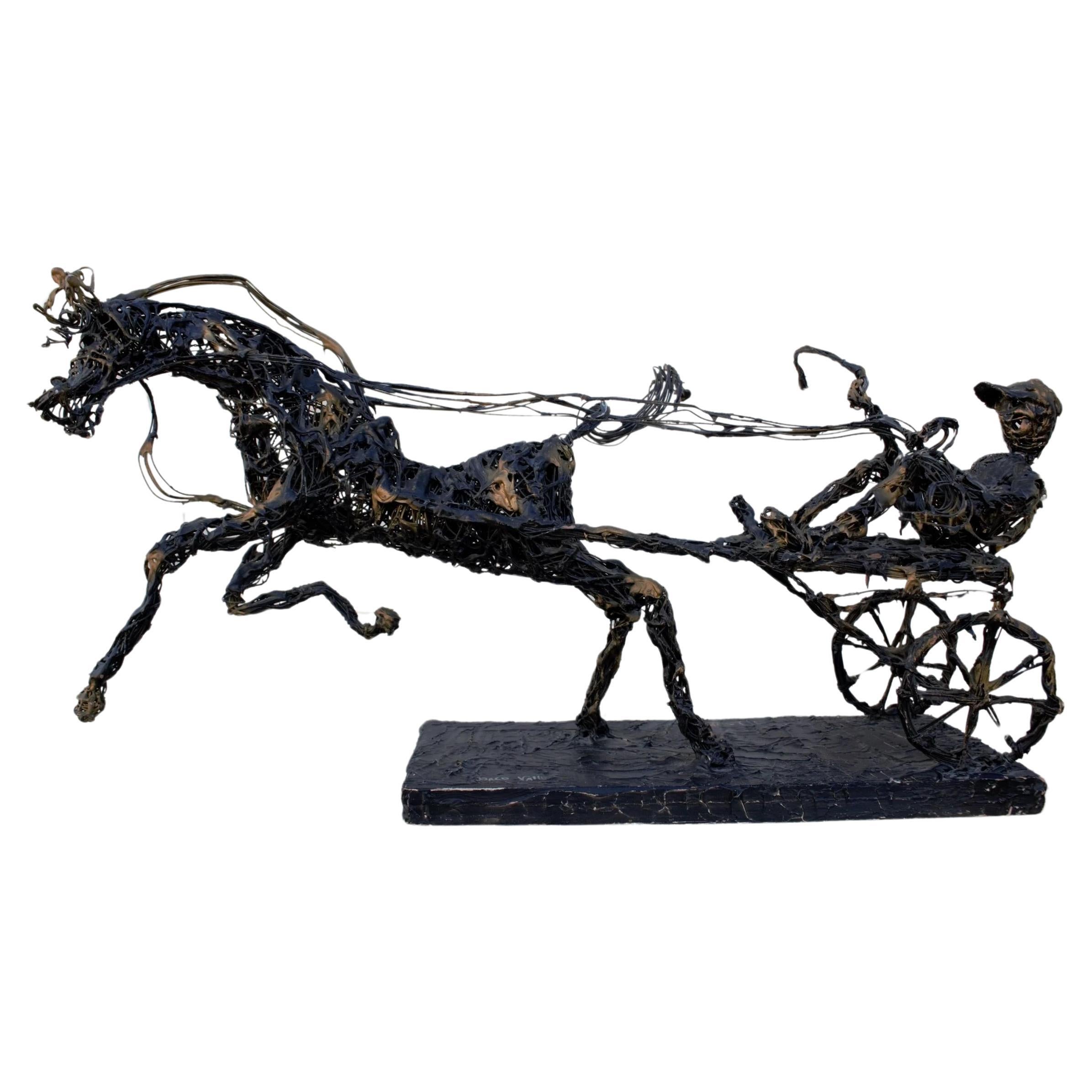 Escultura Brutalista Vintage Paco Valle Caballo y Jinete, Firmada en venta