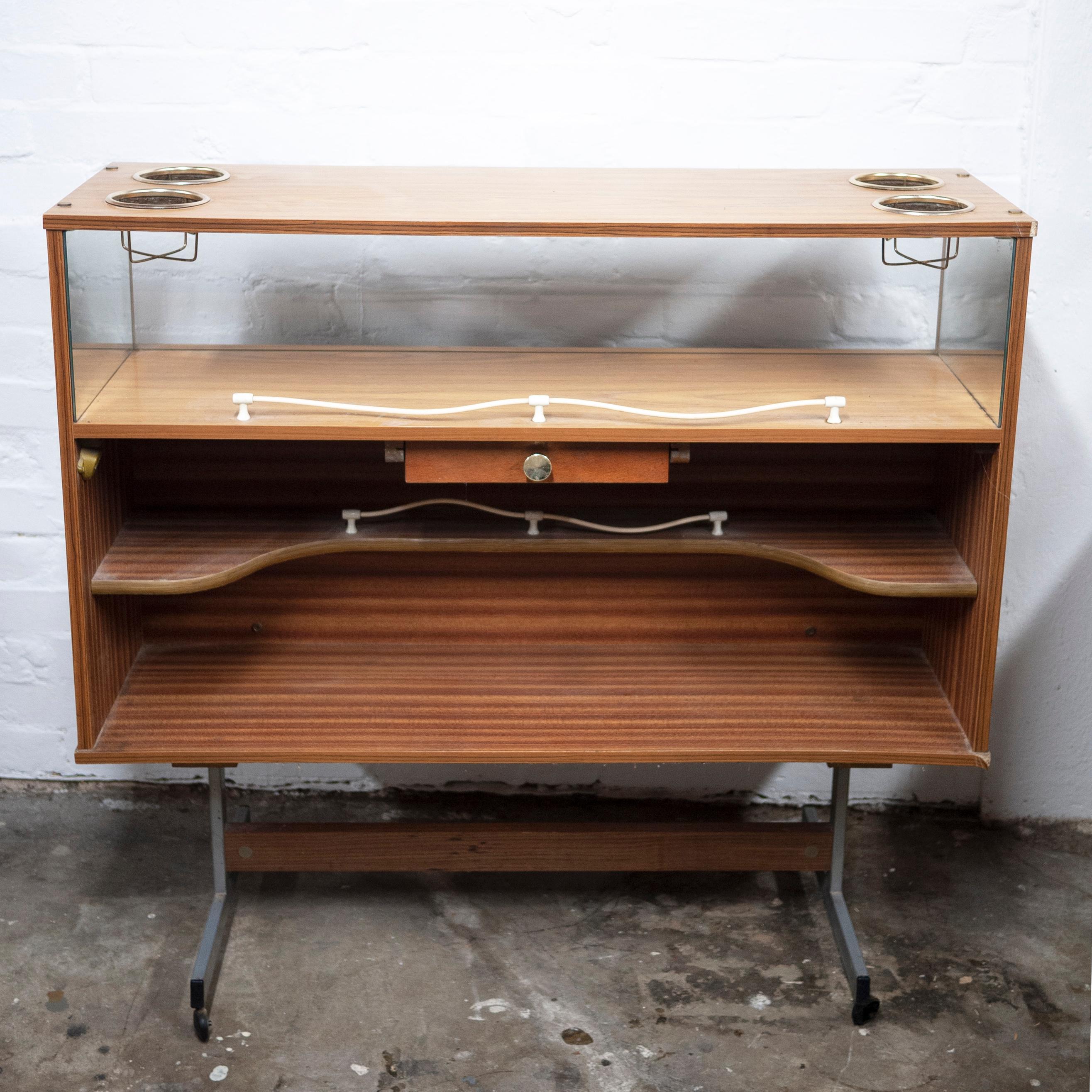 Vintage Padded Fronted Formica Home Bar, 1950s 2