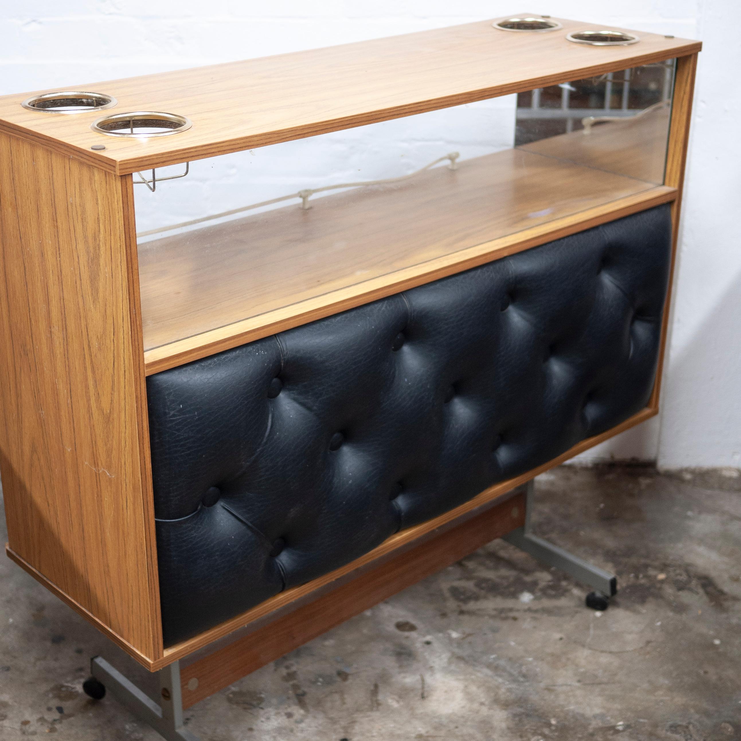 Mid-20th Century Vintage Padded Fronted Formica Home Bar, 1950s