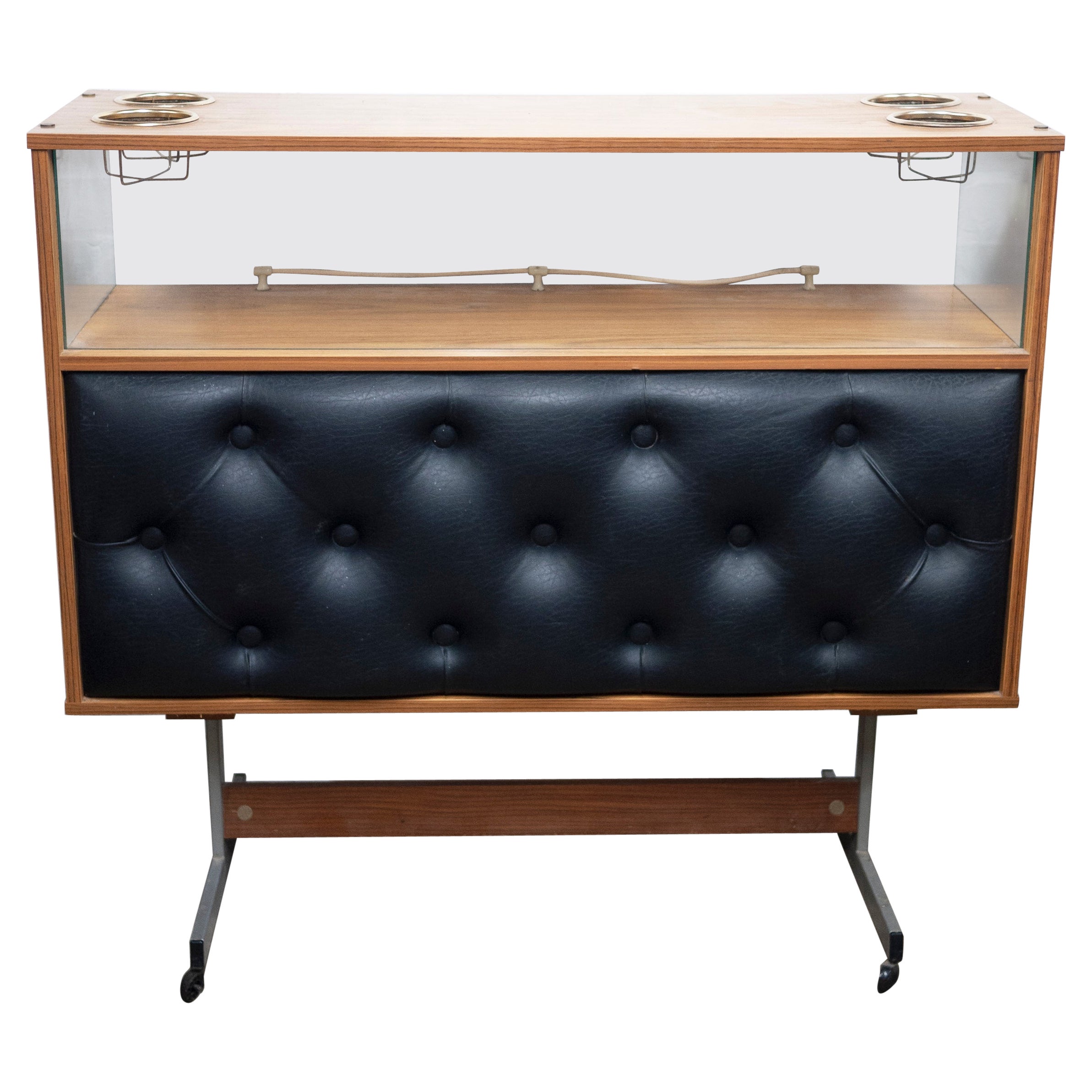 Vintage Padded Fronted Formica Home Bar, 1950s