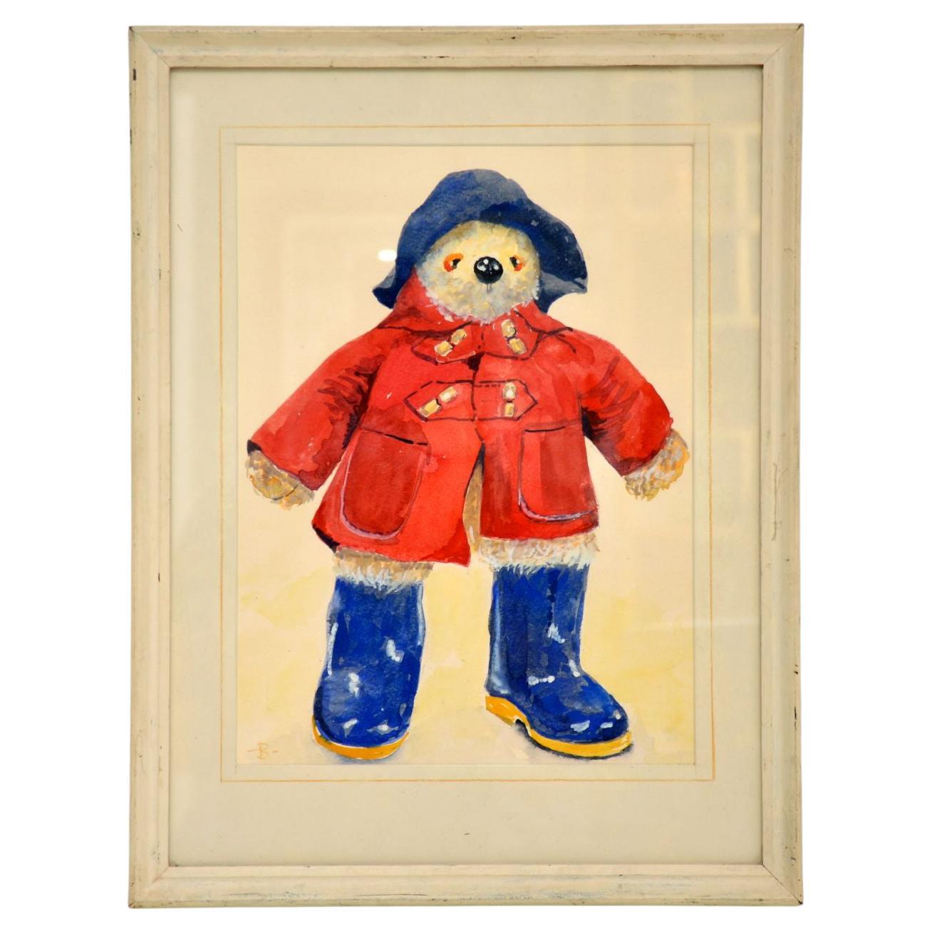 Vintage Paddington Bear Original Water Colour Painting