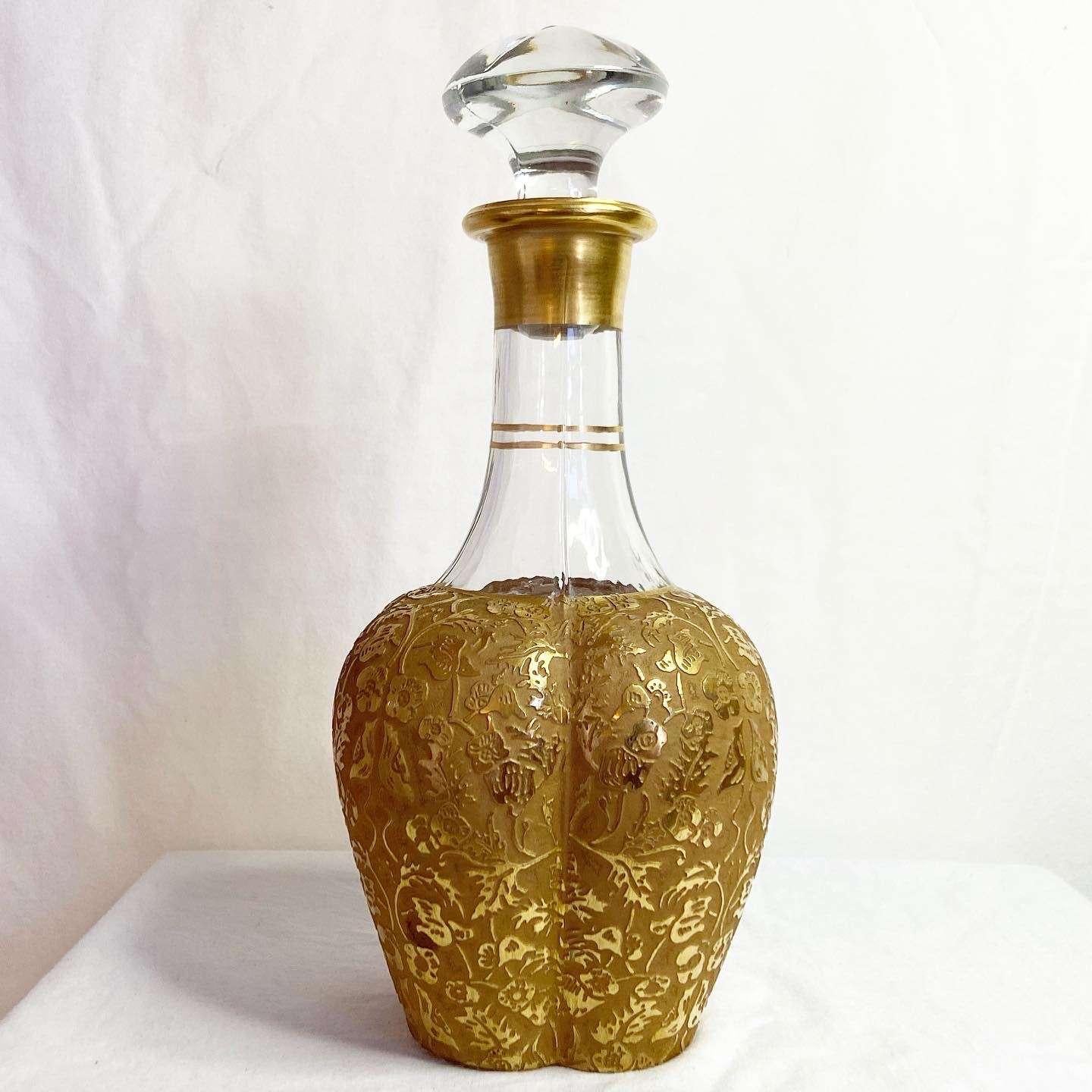 Vintage Paden City Spring Orchard Gold Encrusted Decanter In Good Condition In Delray Beach, FL