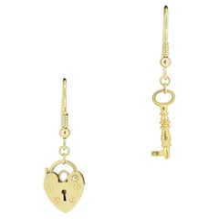 Vintage Padlock and Key Drop Earrings