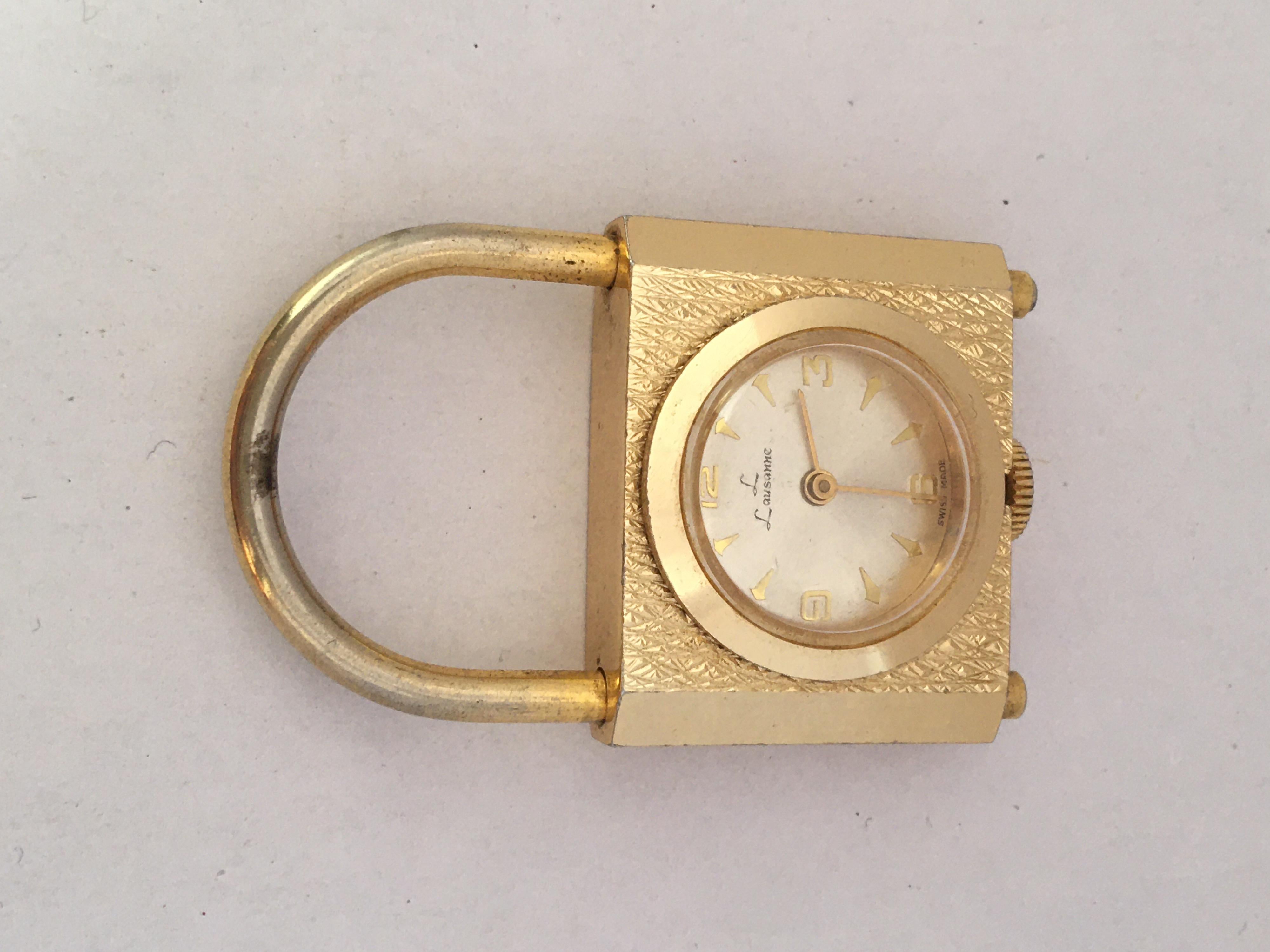 Vintage Padlock Shape Swiss Mechanical Pendant Watch For Sale 4