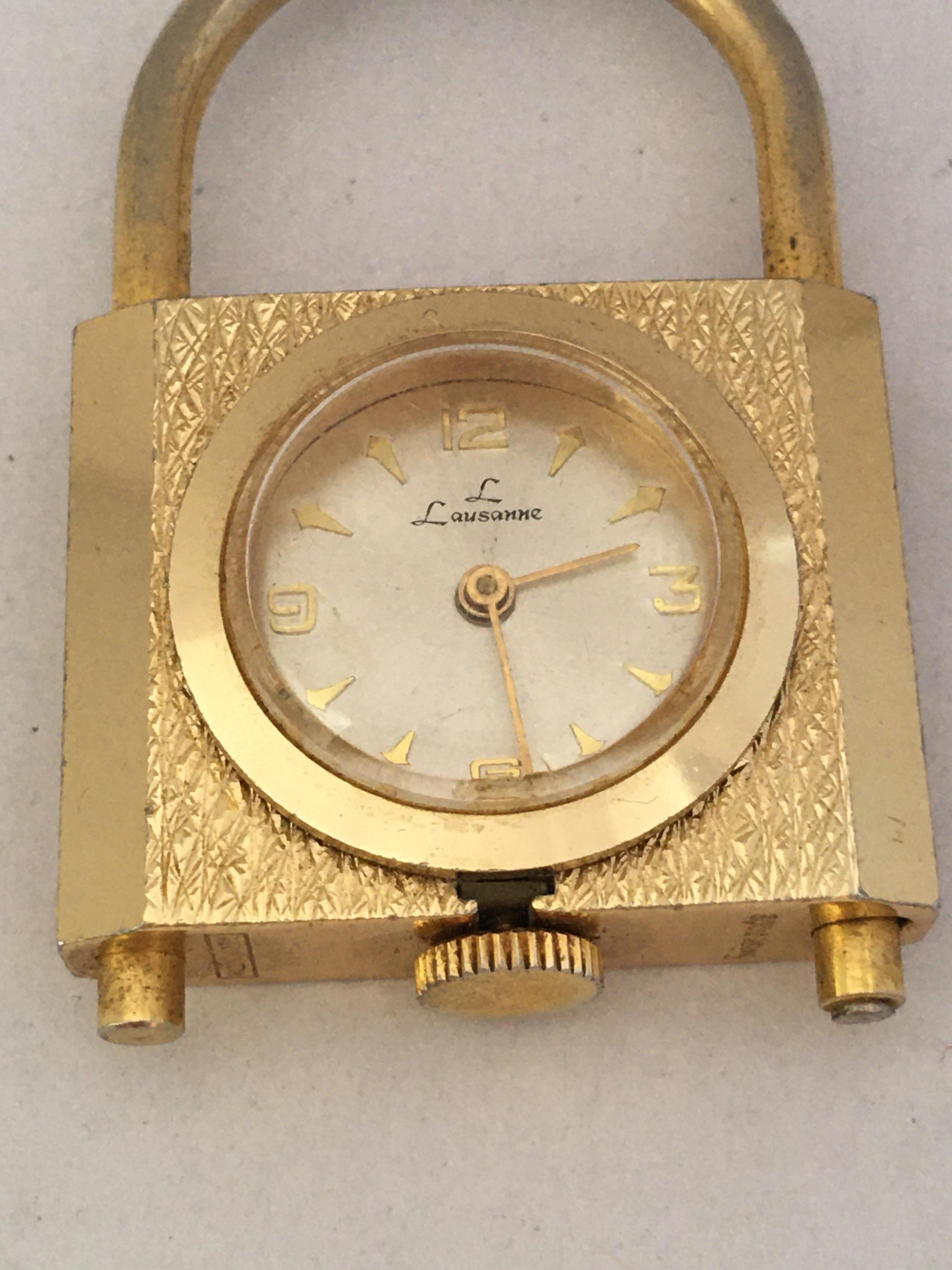 Vintage Padlock Shape Swiss Mechanical Pendant Watch For Sale 5