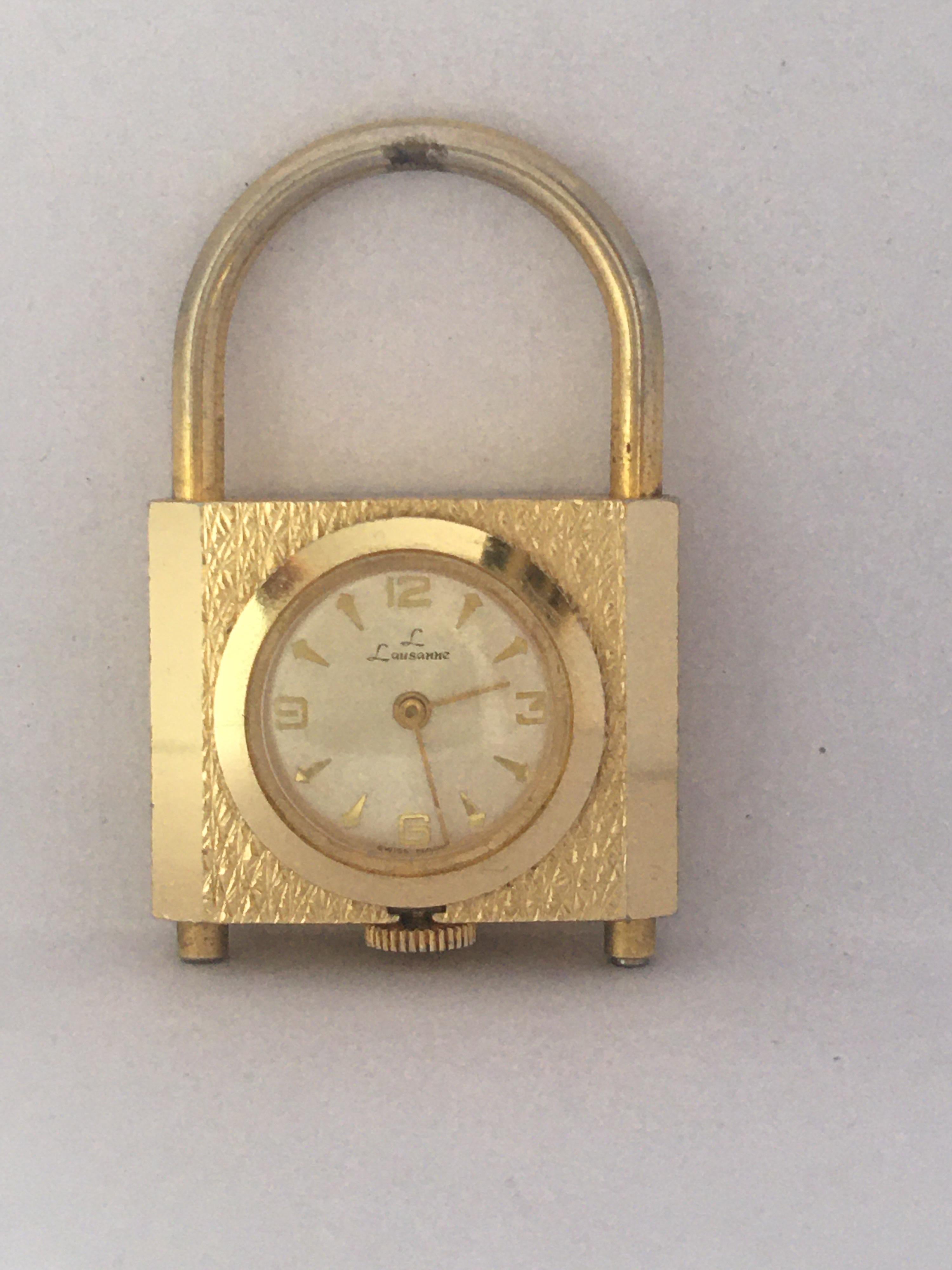 Vintage Padlock Shape Swiss Mechanical Pendant Watch In Good Condition For Sale In Carlisle, GB