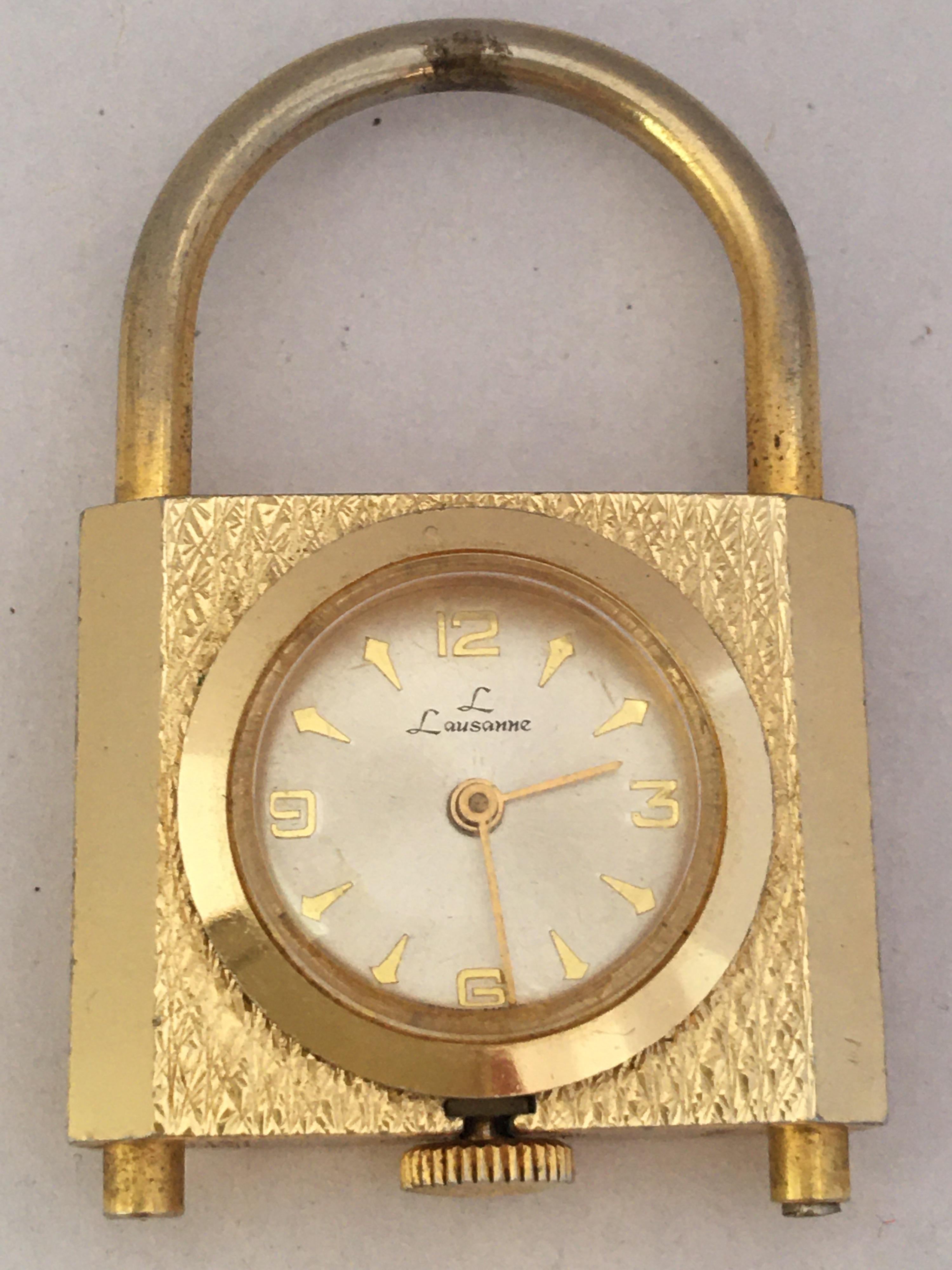 Women's or Men's Vintage Padlock Shape Swiss Mechanical Pendant Watch For Sale