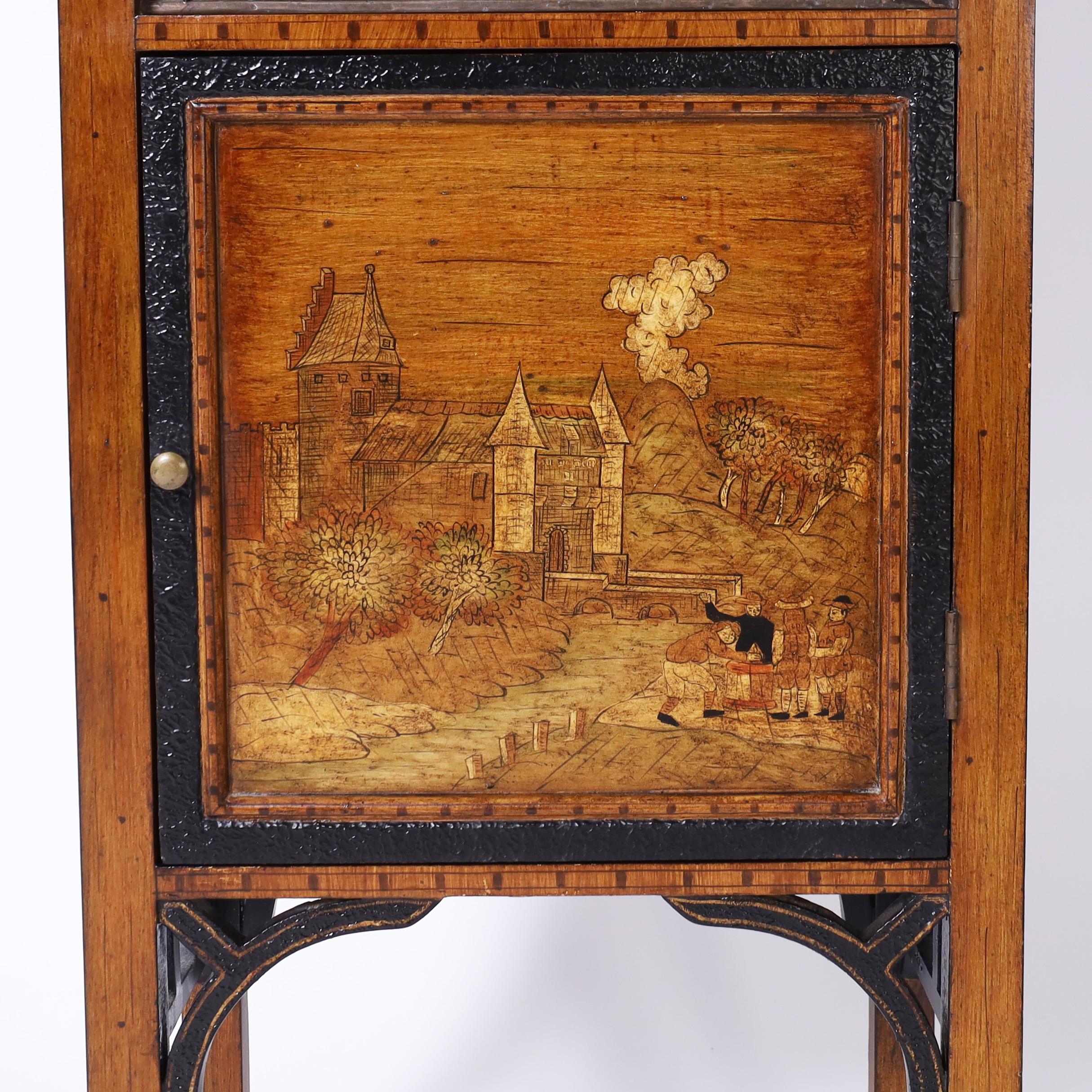 Hardwood Vintage Pagoda Chinese Chippendale Etagere with Chinoiserie For Sale