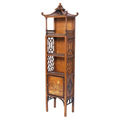 Vintage Pagoda Chinese Chippendale Etagere with Chinoiserie 