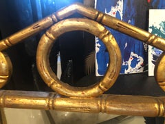 Vintage Pagoda Faux Bamboo Greek Key Gold Wall Mirror