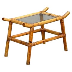 Vintage Pagoda Rattan Low Drinks Table