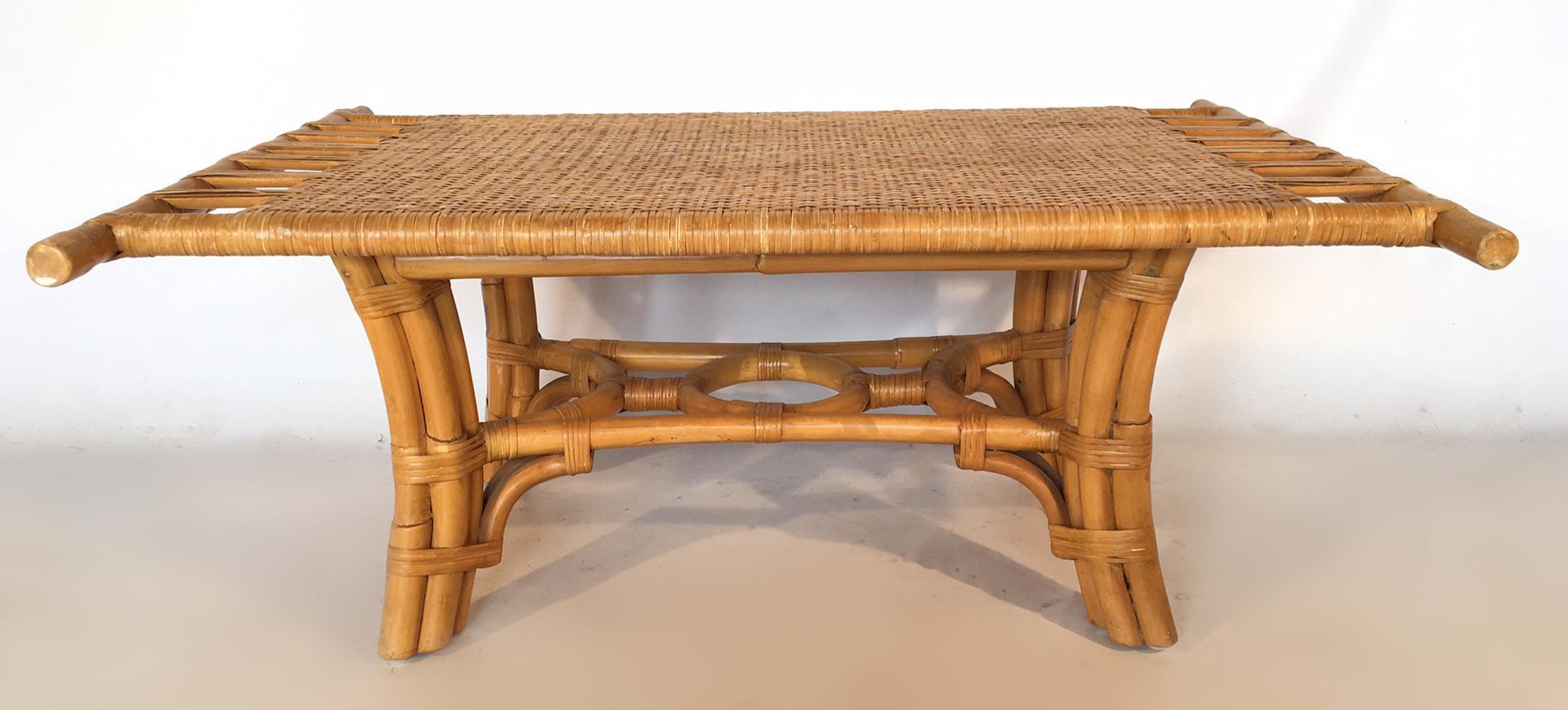 woven cane coffee table