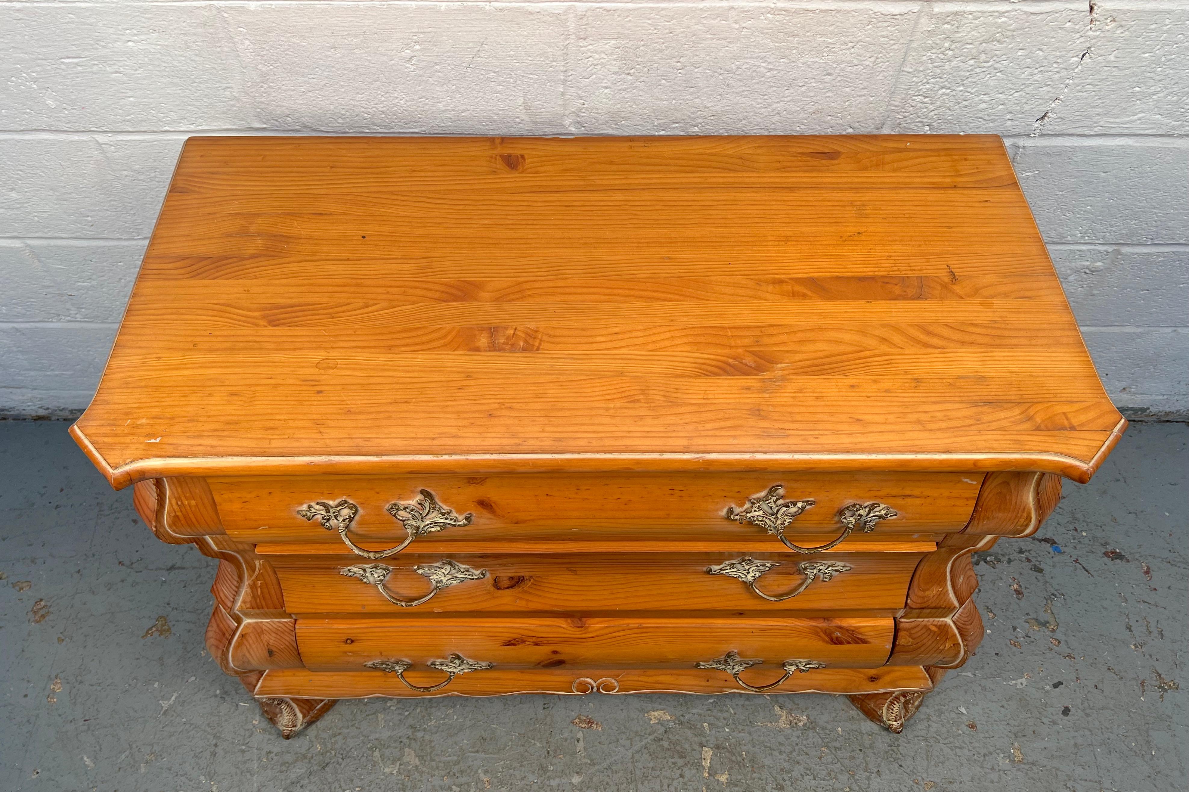 20th Century French Bombe Style Three-Drawer Chest For Sale