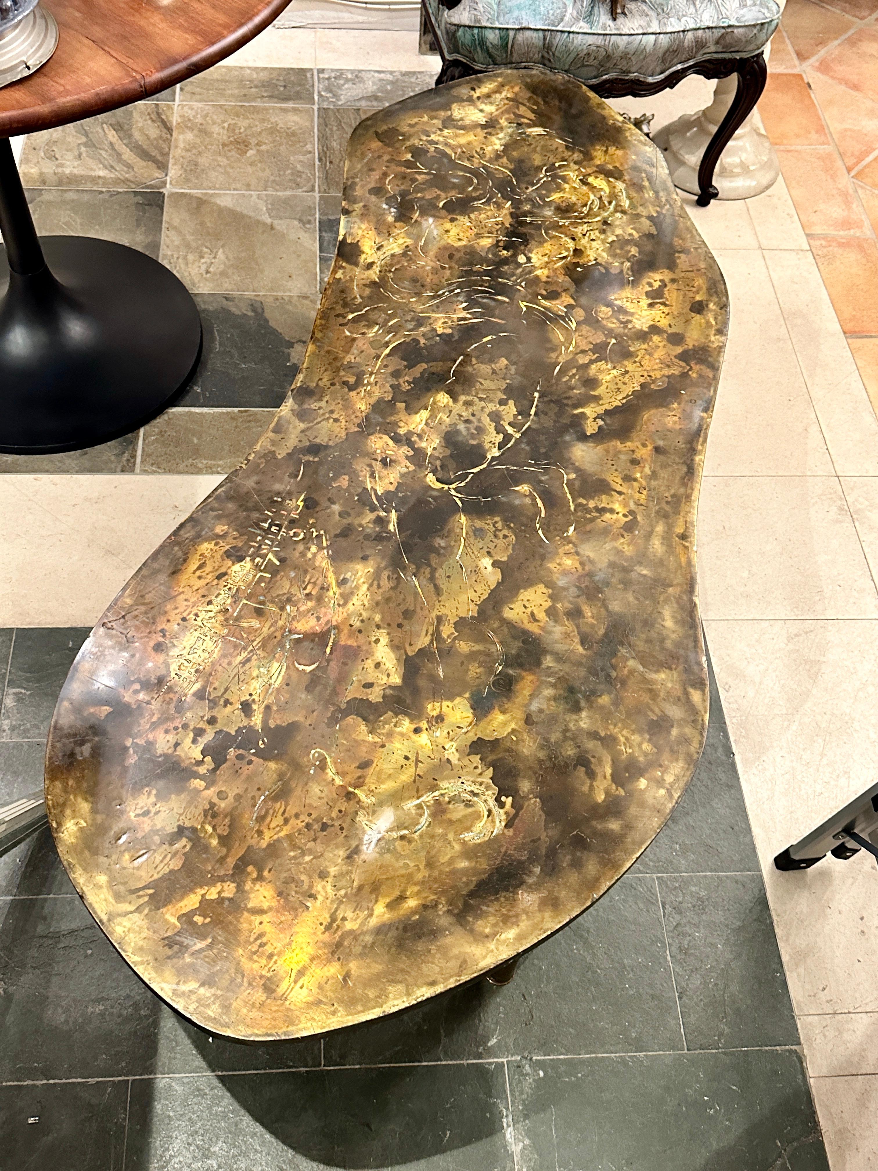 Vintage Paintated Bronze Laverne Table For Sale 1