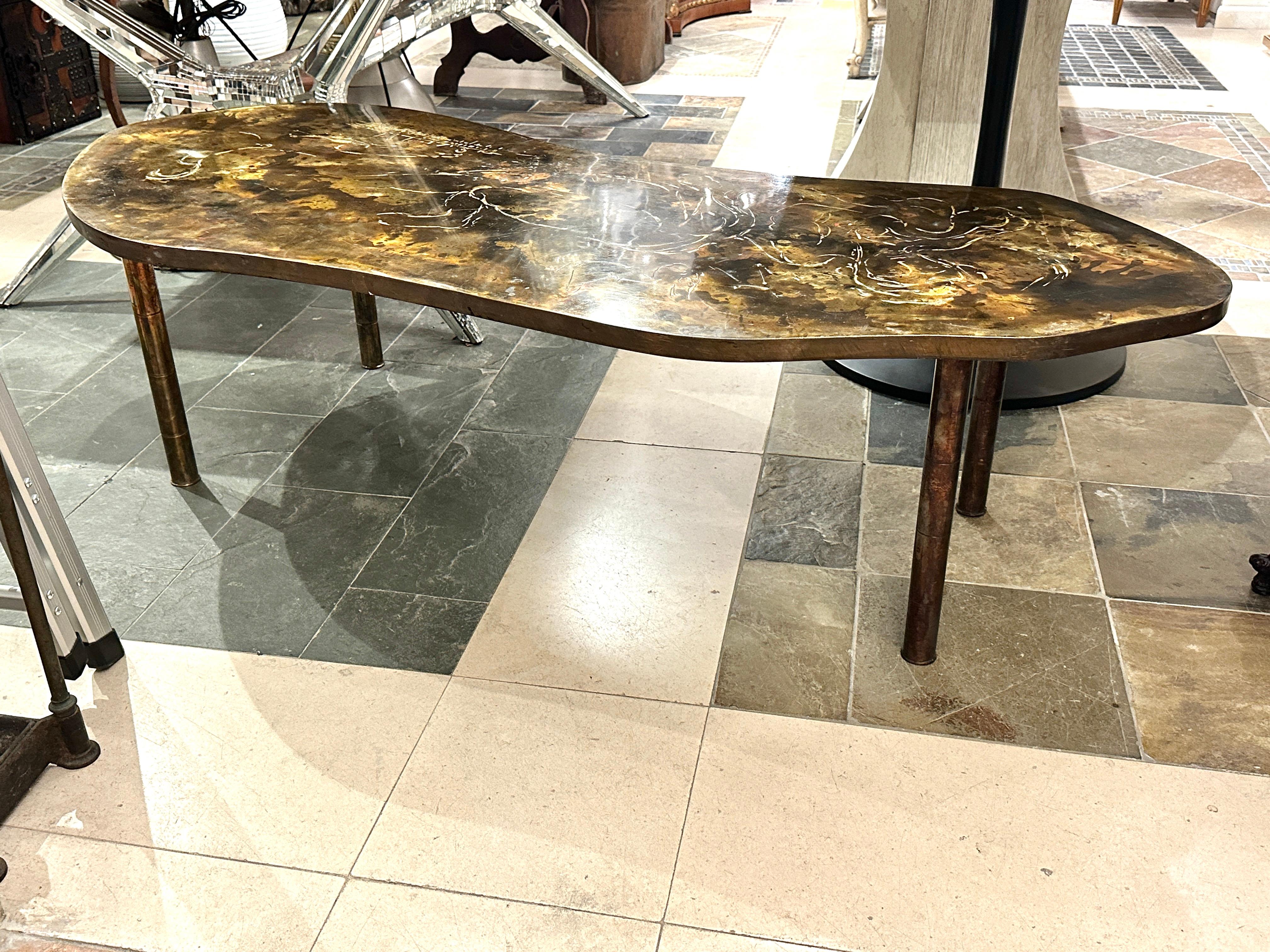 Vintage Paintated Bronze Laverne Table For Sale 3