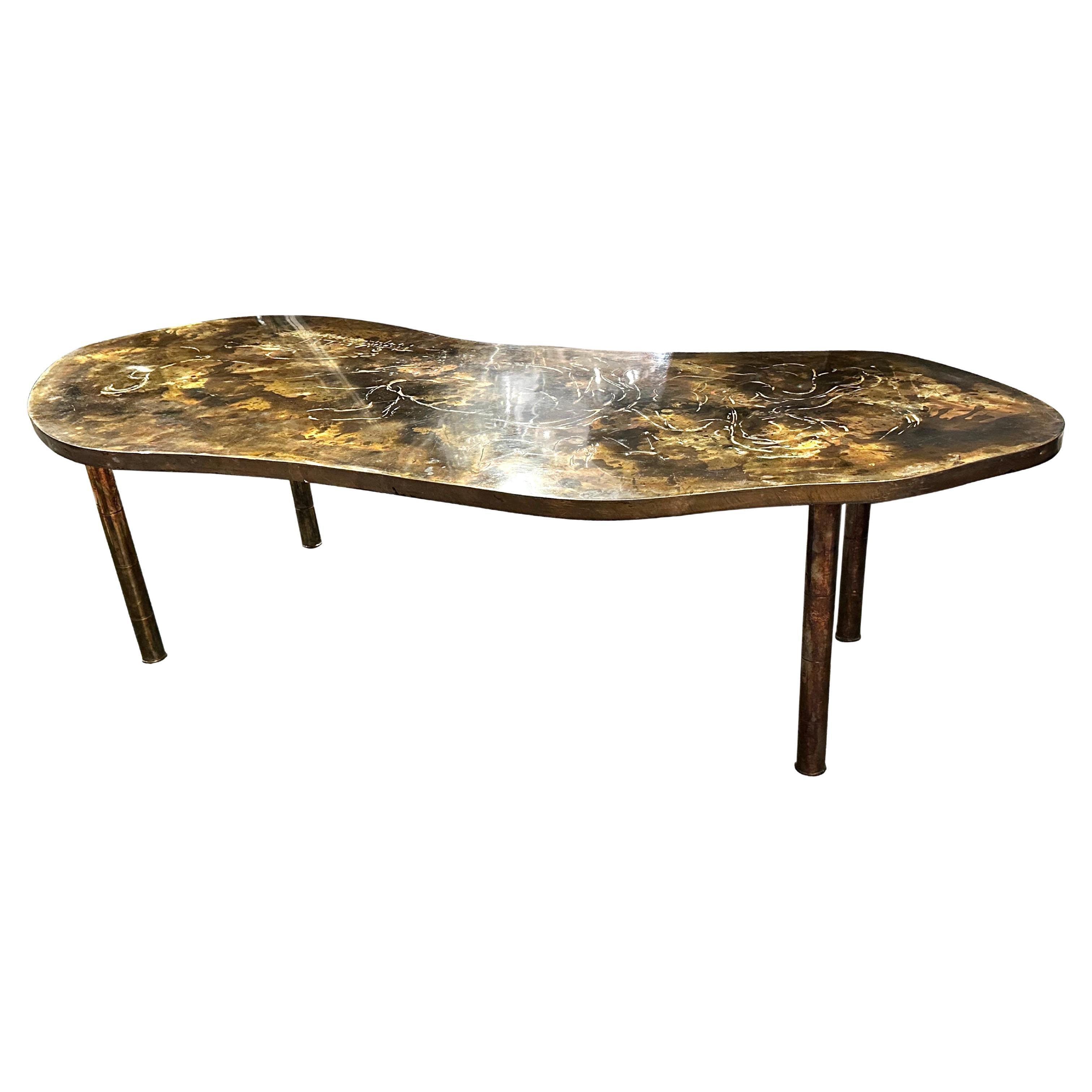 Vintage Paintated Bronze Laverne Table For Sale
