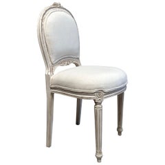 Vintage Painted and Upholstered French Louis XVI Style Desk Chair