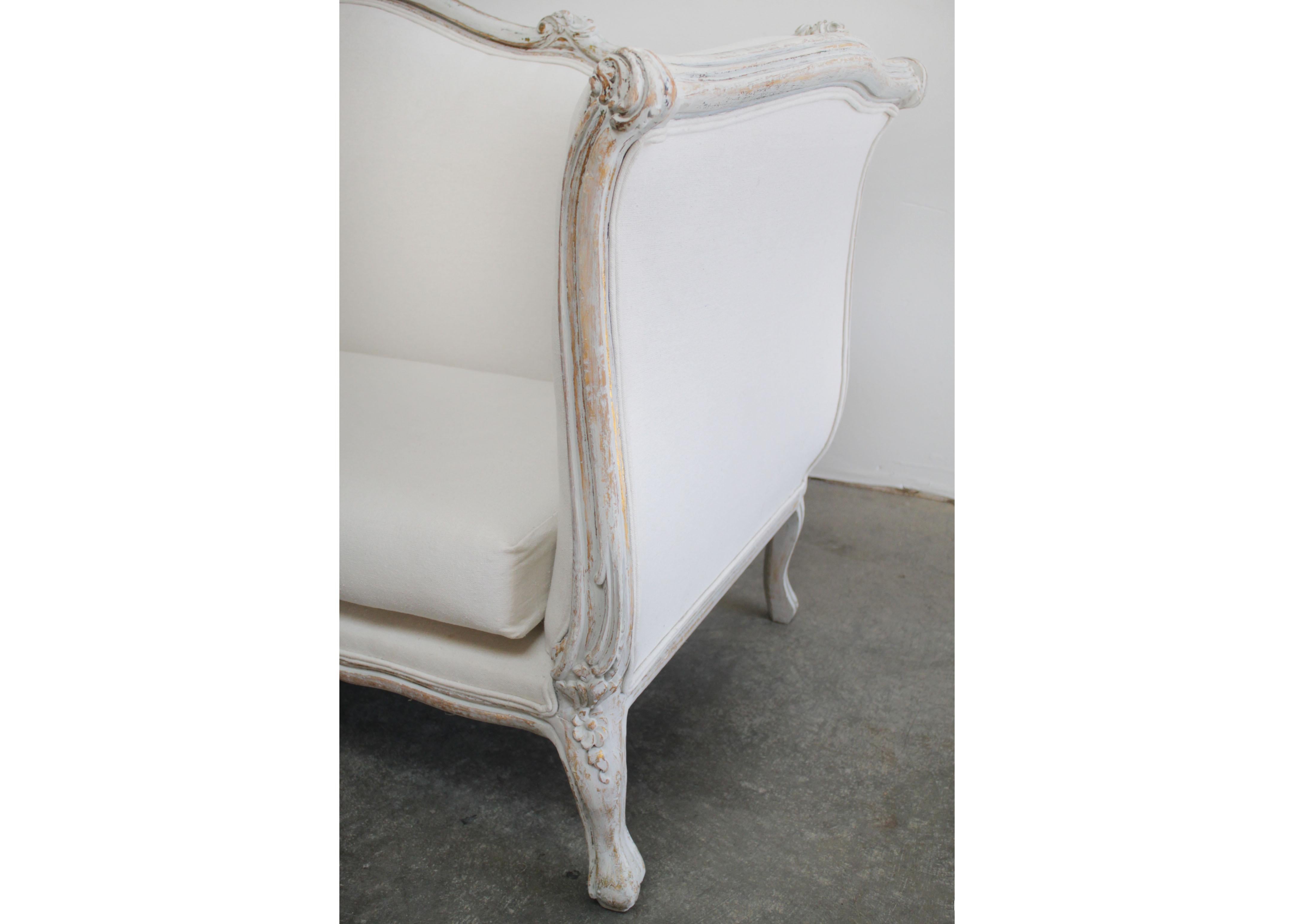 Vintage Painted and Upholstered Louis XV Daybed Style Sofa 2