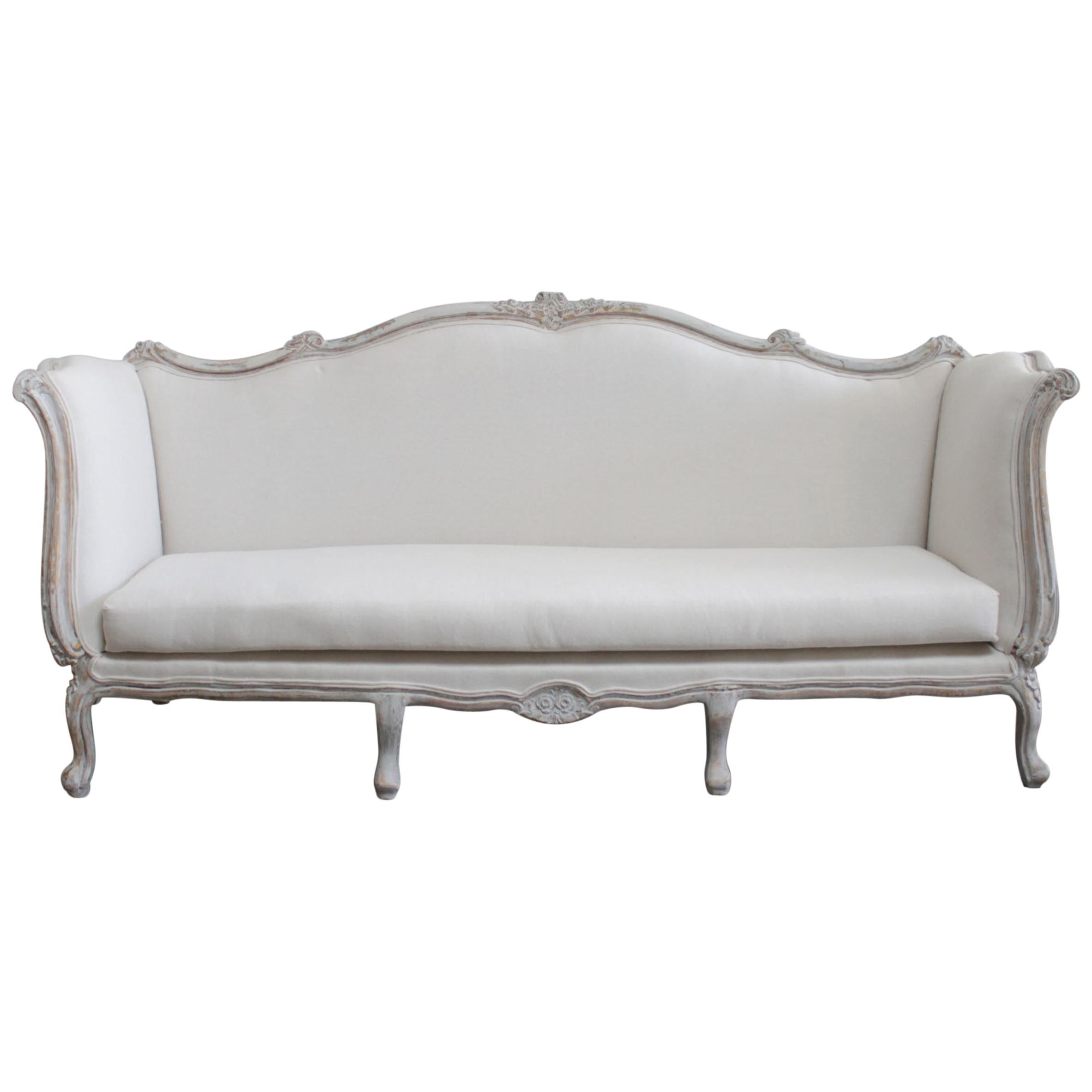 Vintage Painted and Upholstered Louis XV Daybed Style Sofa