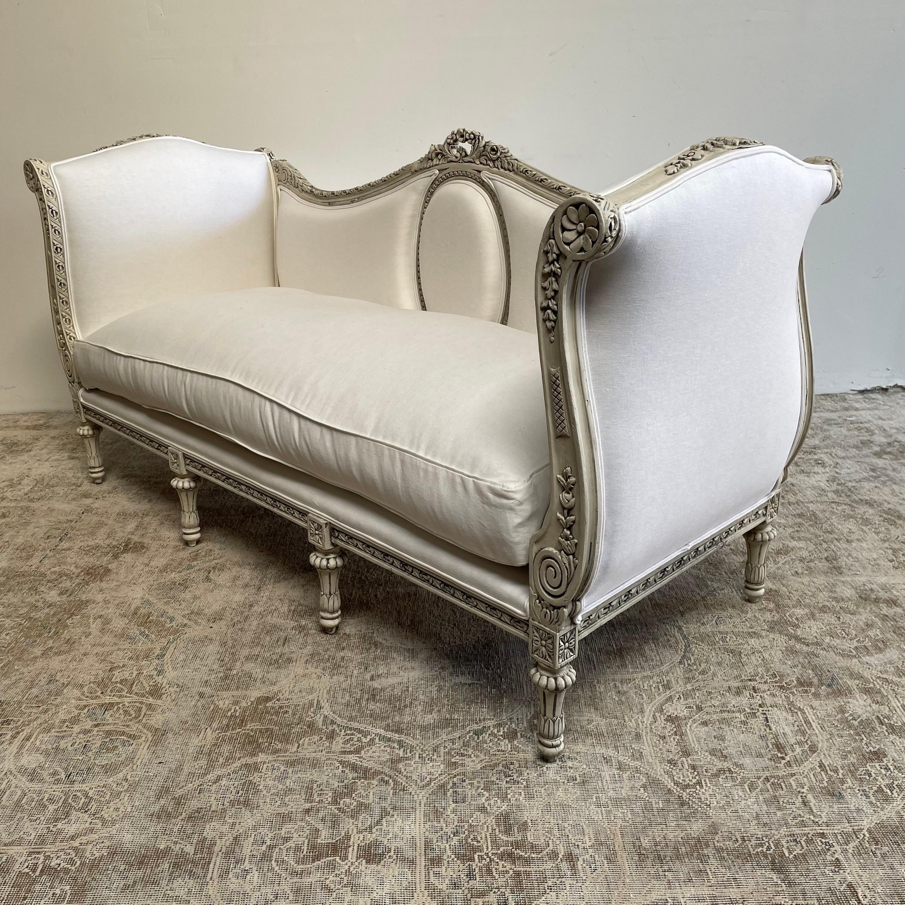 Vintage Painted and Upholstered Louis XVI Style Sofa 9